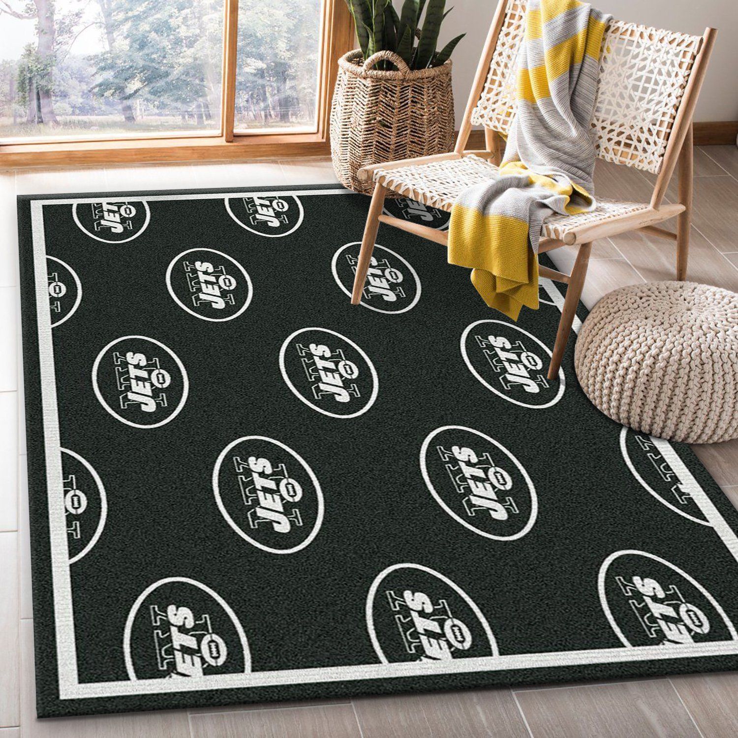 New York Jets Repeat Rug Nfl Team Area Rug, Kitchen Rug, Christmas Gift US Decor - Indoor Outdoor Rugs