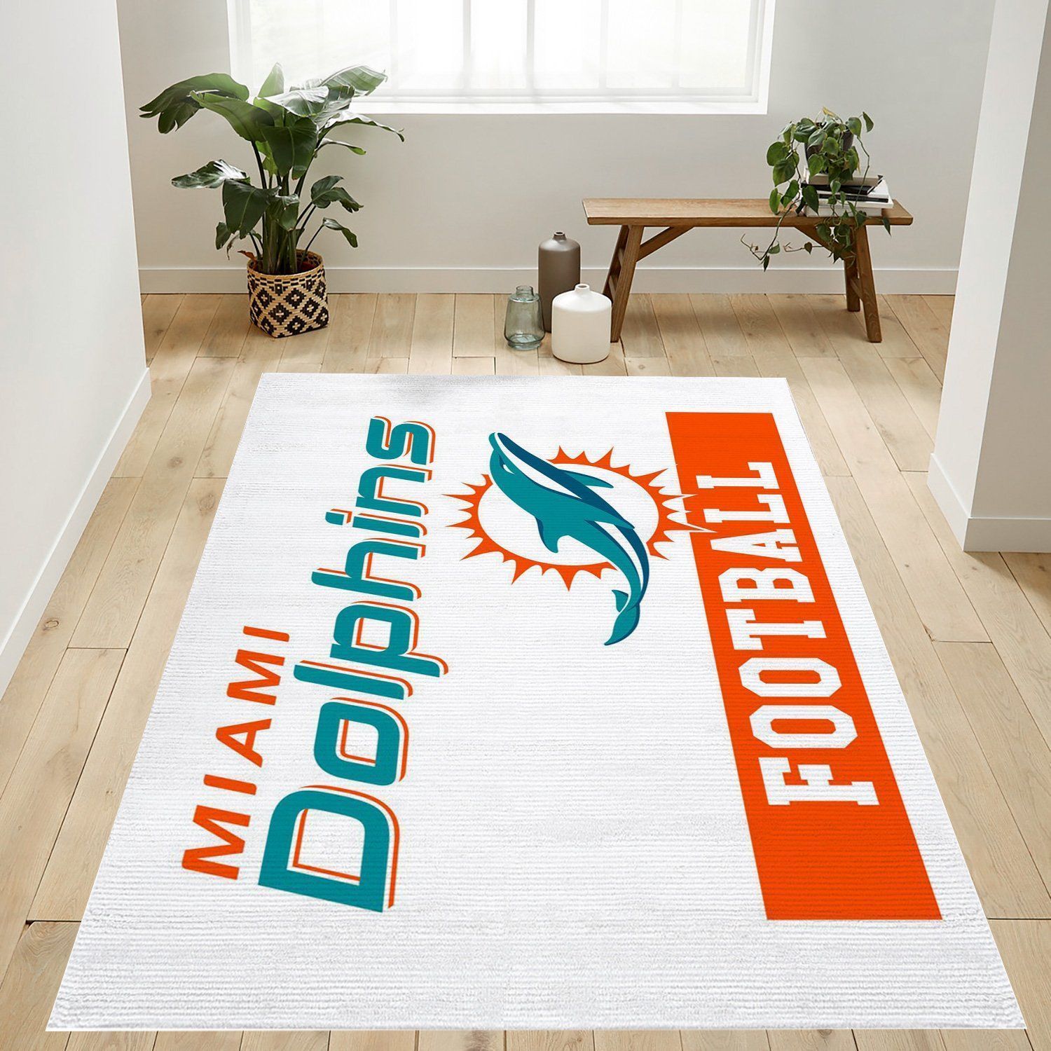 Miami Dolphins Football Nfl Team Logo Rug Bedroom Rug Home Decor Floor Decor - Indoor Outdoor Rugs