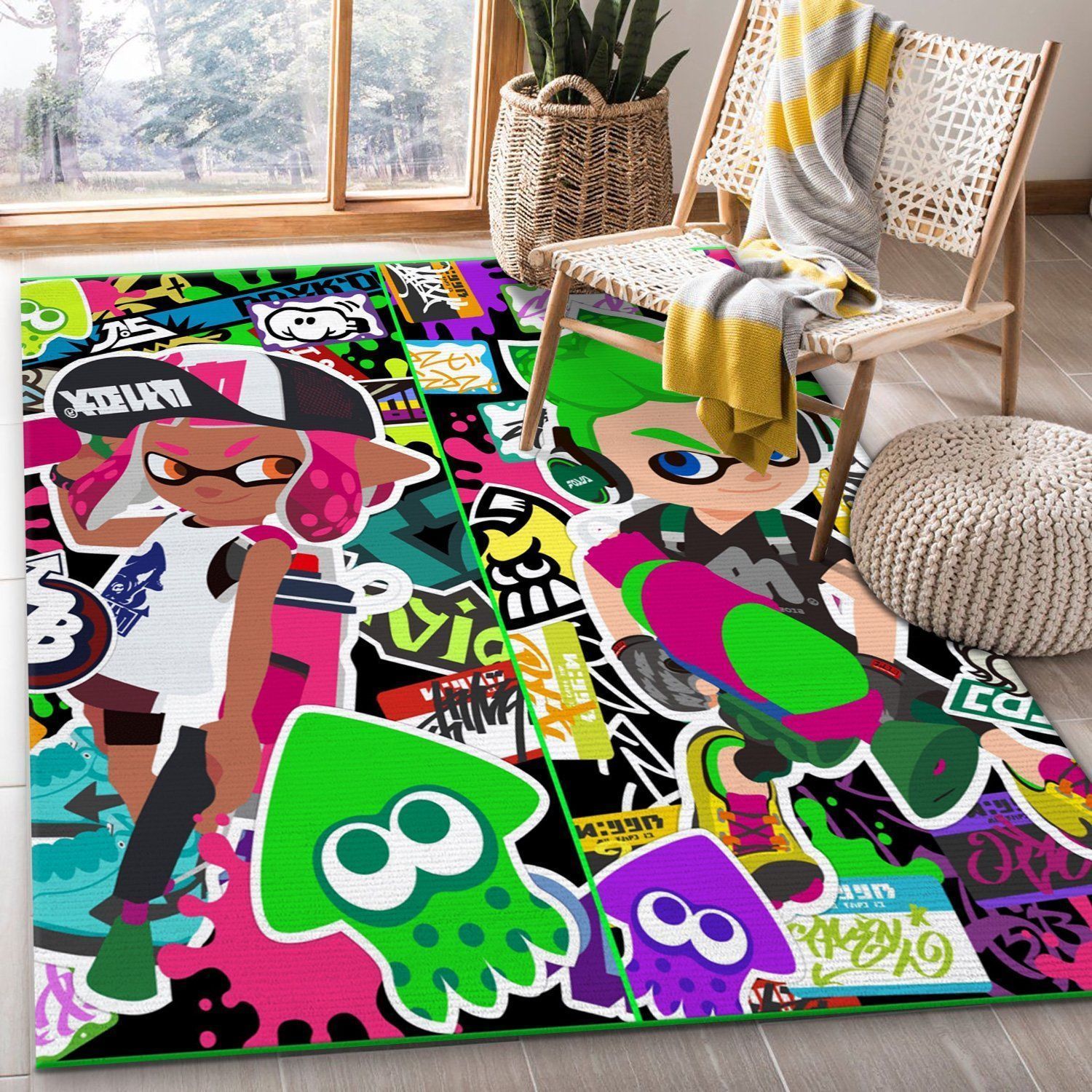 Splatoon2 Video Game Area Rug Living Room Rug Home Decor Floor Decor - Indoor Outdoor Rugs