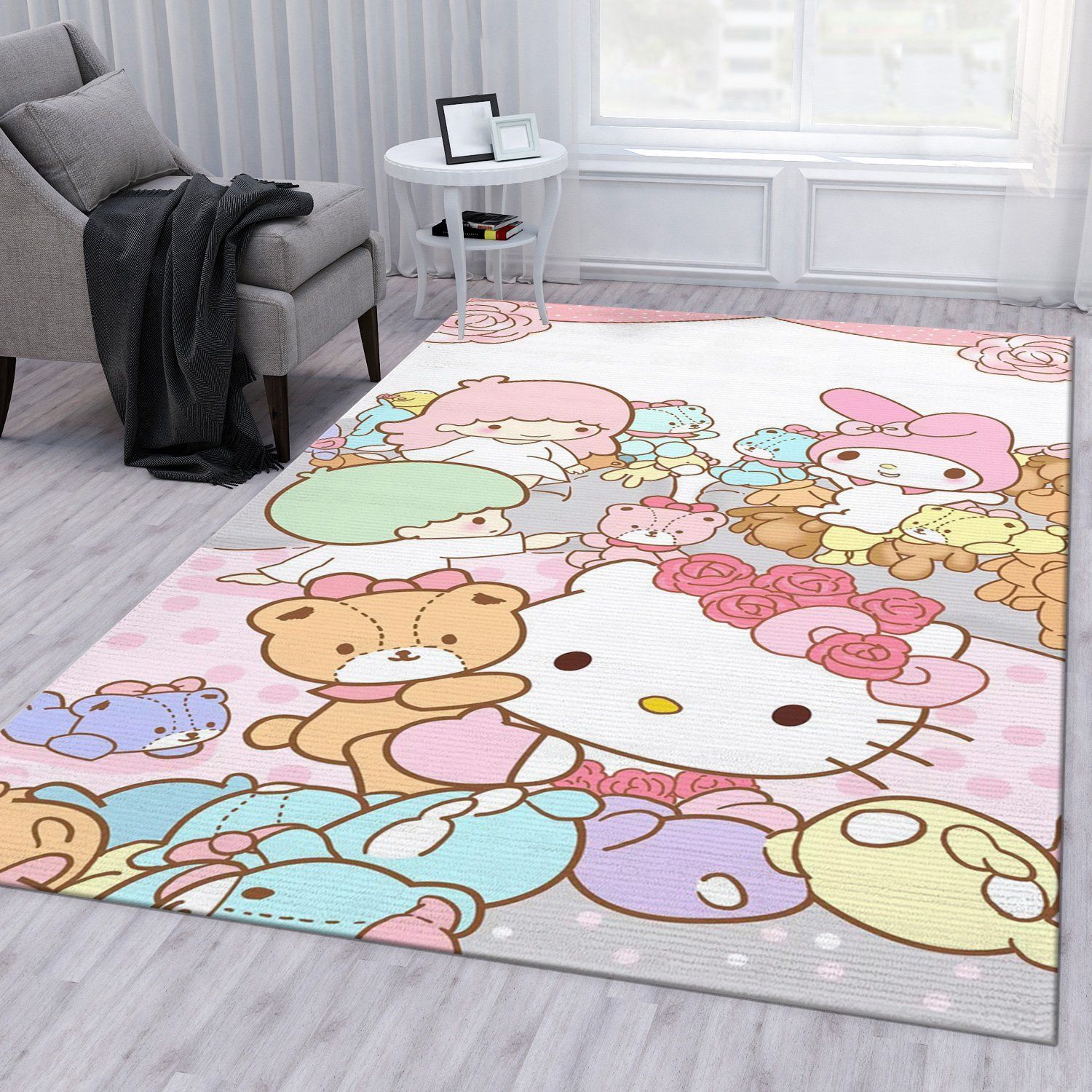 Hello Kitty Little Twin Star Area Rug For Christmas Bedroom Rug Home Decor Floor Decor - Indoor Outdoor Rugs