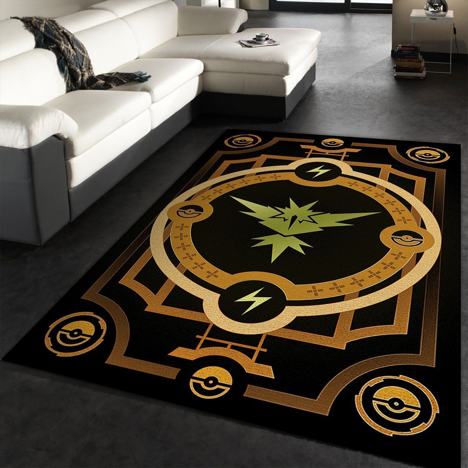 Pokemon Go Team Instinct Area Rug Floor Decor - Indoor Outdoor Rugs