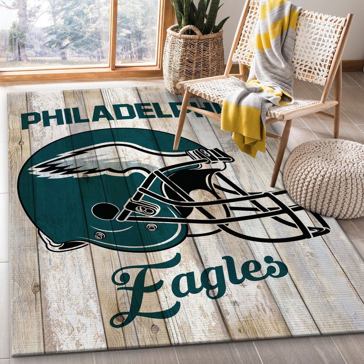 Philadelphia Eagles Retro Nfl Football Team Area Rug For Gift Bedroom Rug US Gift Decor - Indoor Outdoor Rugs