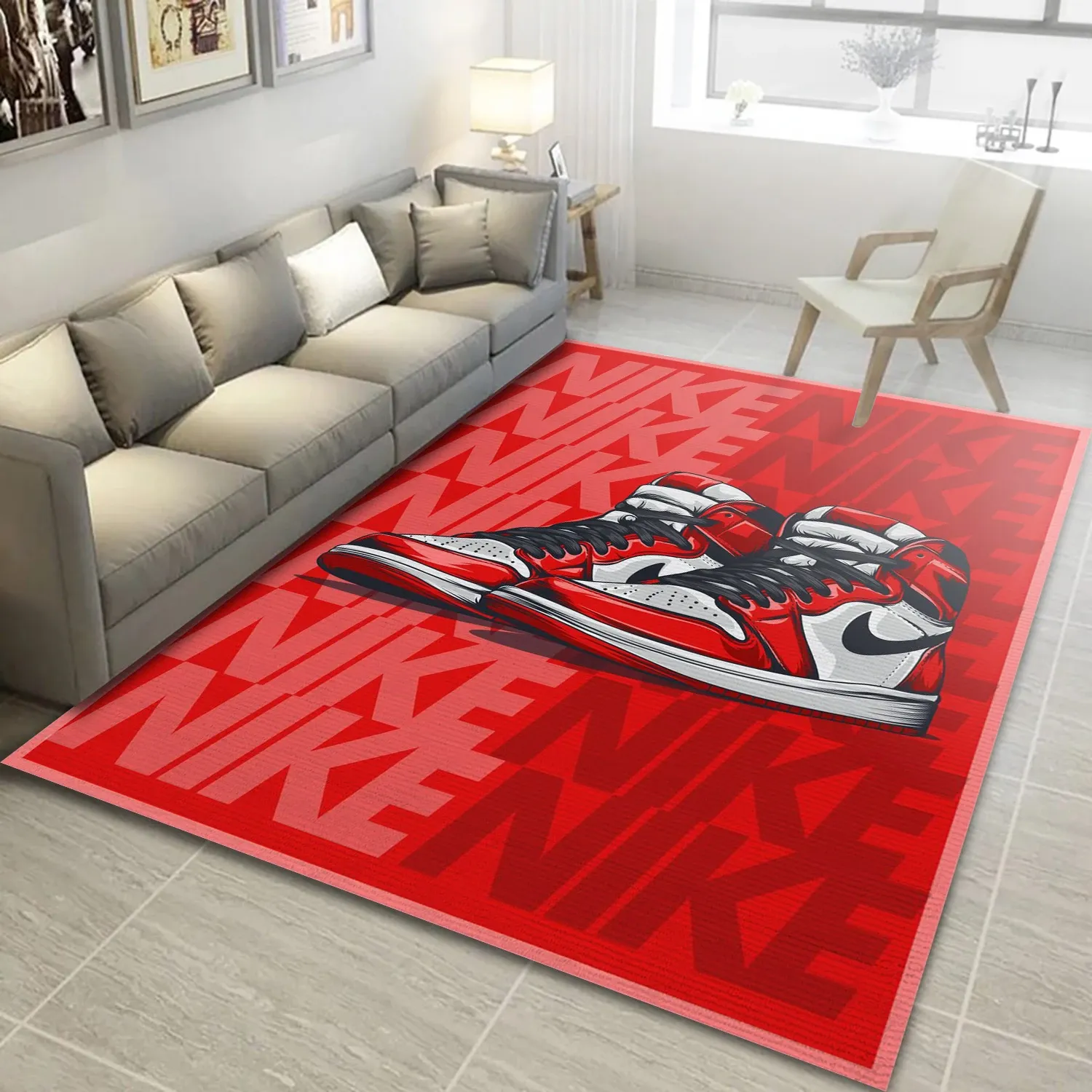 Nike Air Jordan Fashion Brand Area Rug, Living Room Rug - Family US Decor - Indoor Outdoor Rugs