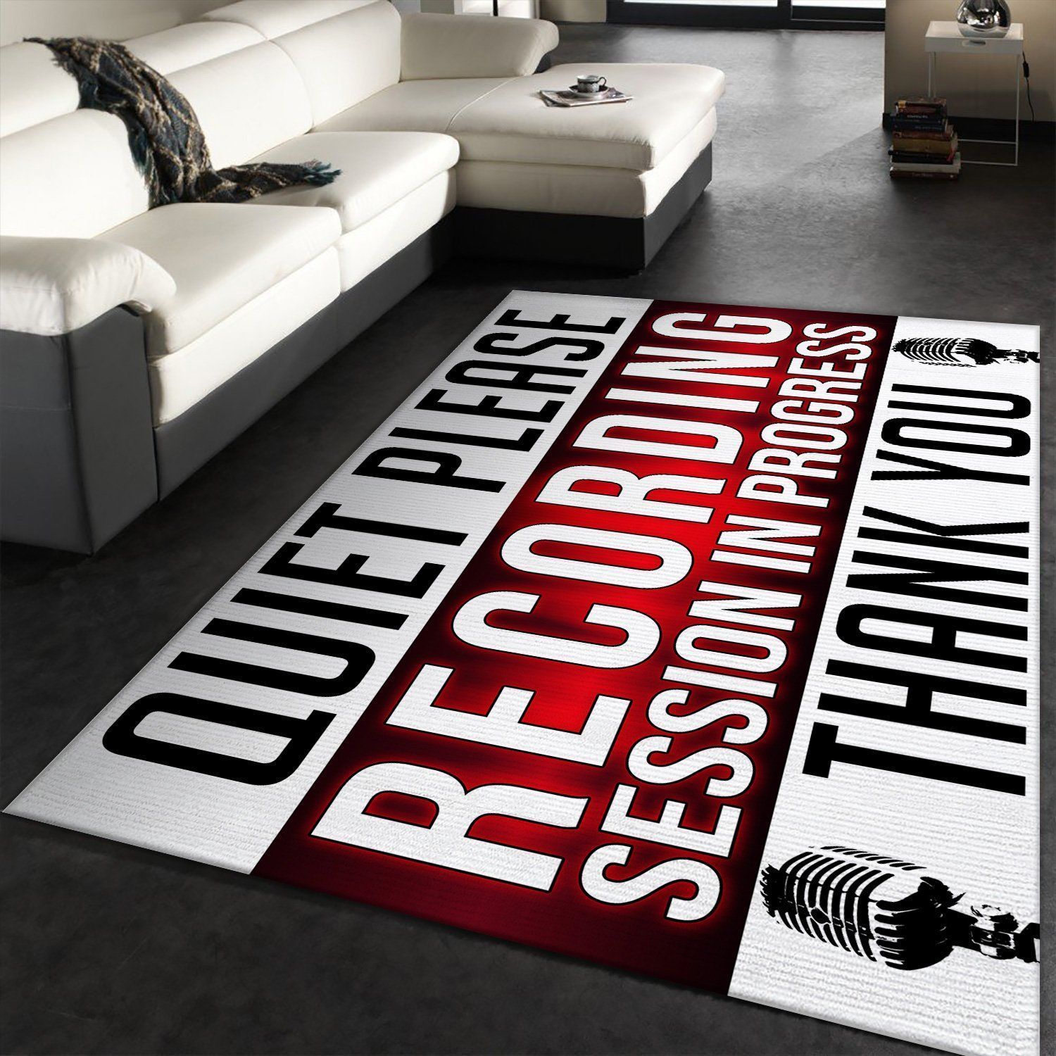 Quiet Please Recording Sesssion In Progess Thank You Rug Living Room Rugs Floor Decor - Indoor Outdoor Rugs