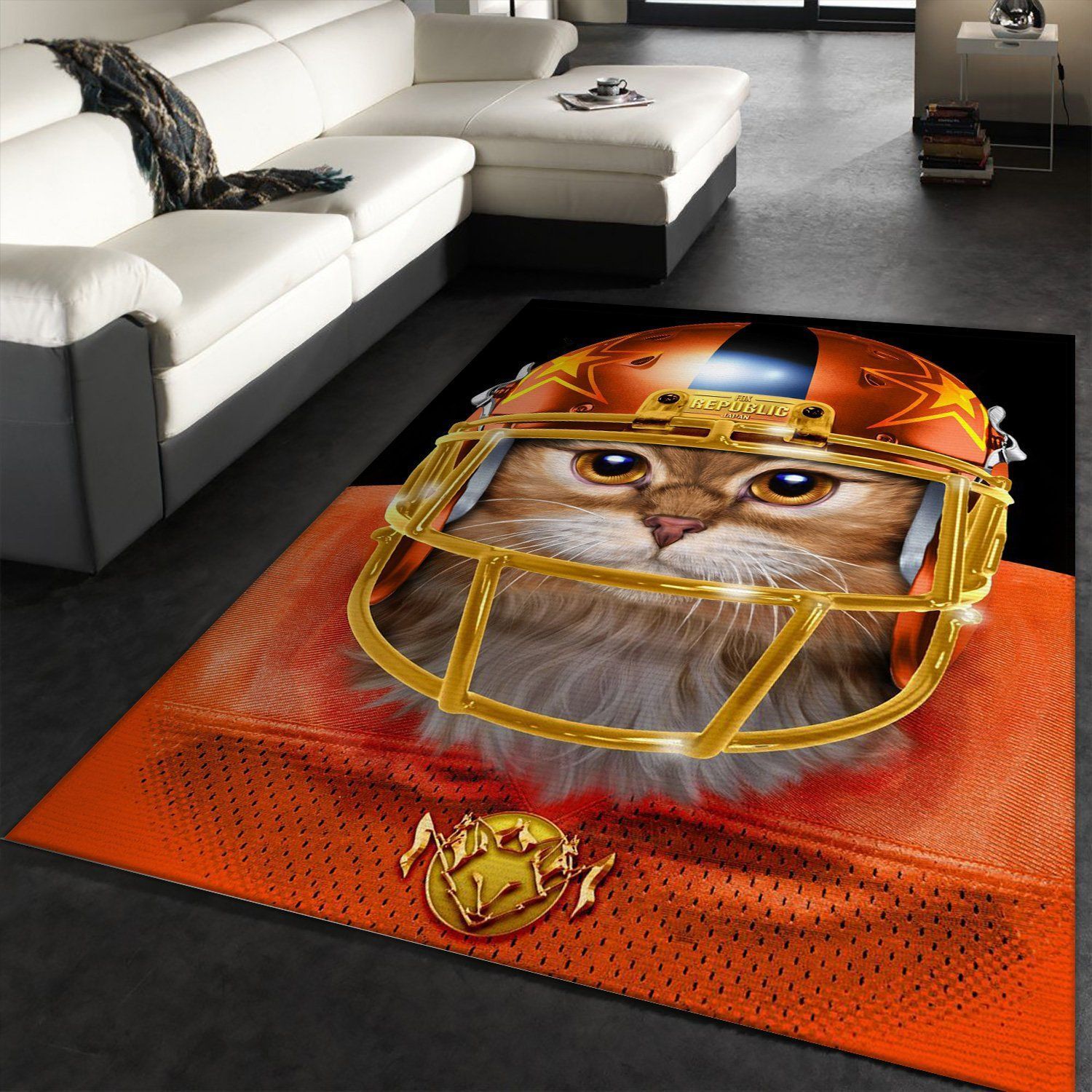 Cat Football Player Area Rug For Christmas Living room and bedroom Rug Christmas Gift US Decor - Indoor Outdoor Rugs