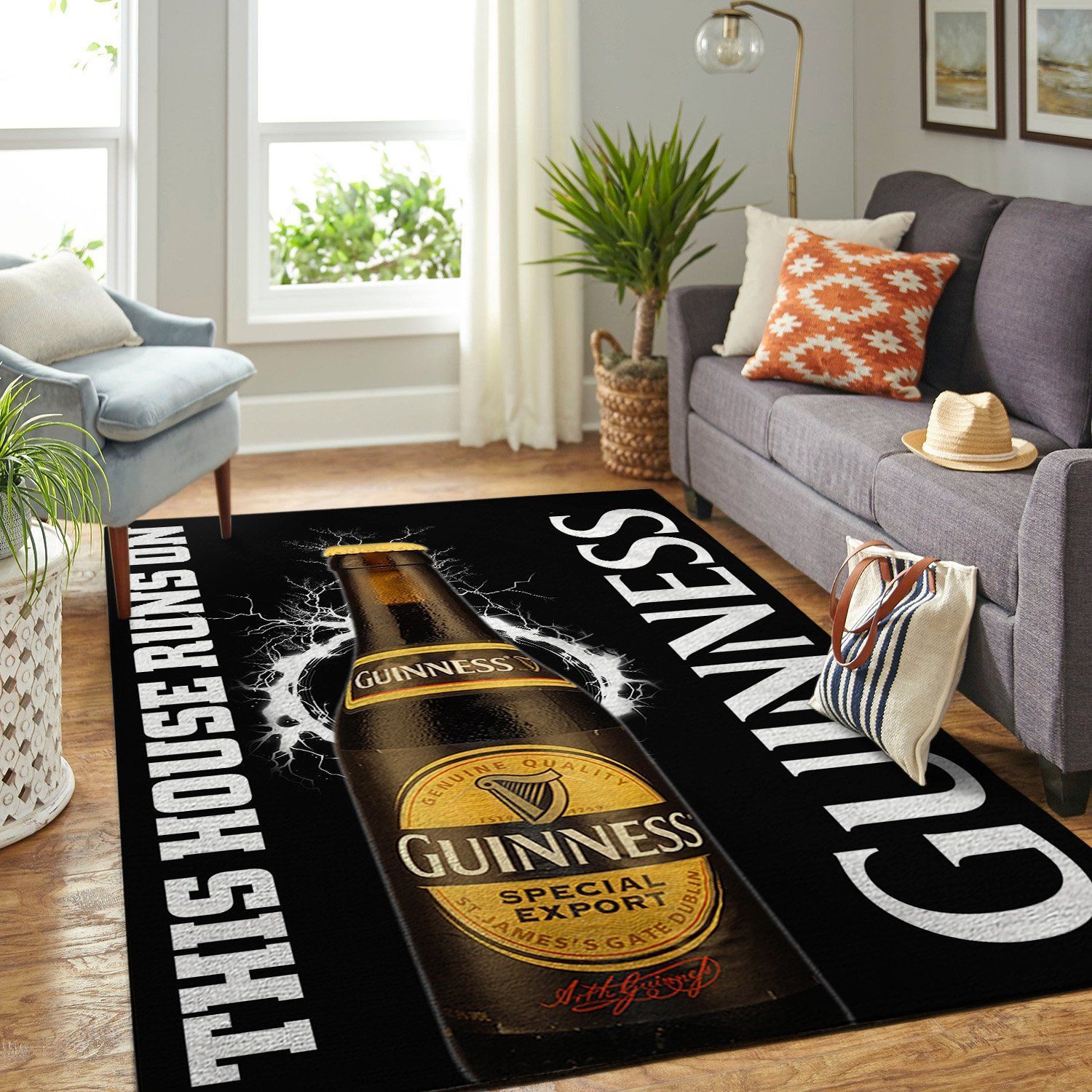 Guinness This House Runs On Nice Gift Home Decor Rectangle Area Rug - Indoor Outdoor Rugs