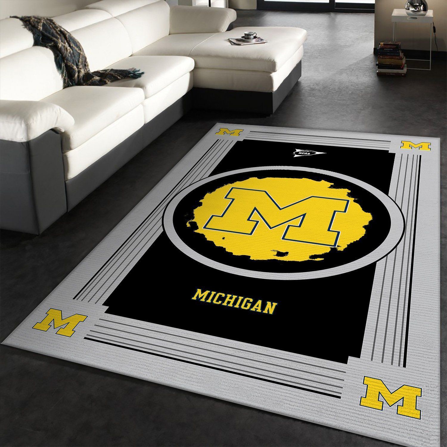 Michigan Wolverines NCAA Team Logo Nice Gift Home Decor Rectangle Area Rug RER W4S0 - Indoor Outdoor Rugs