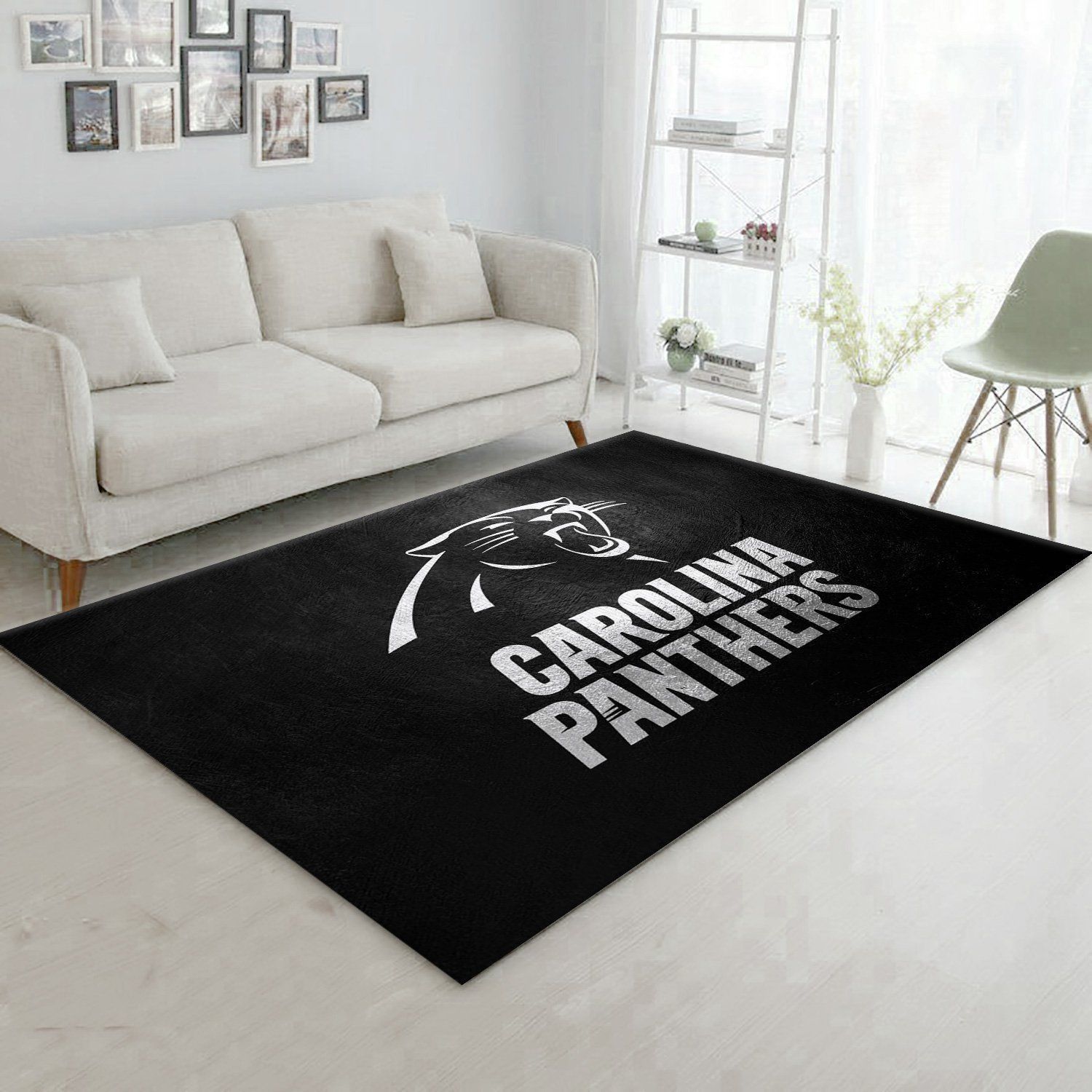 Carolina Panthers Silver NFL Team Logos Area Rug, Bedroom, Christmas Gift US Decor - Indoor Outdoor Rugs