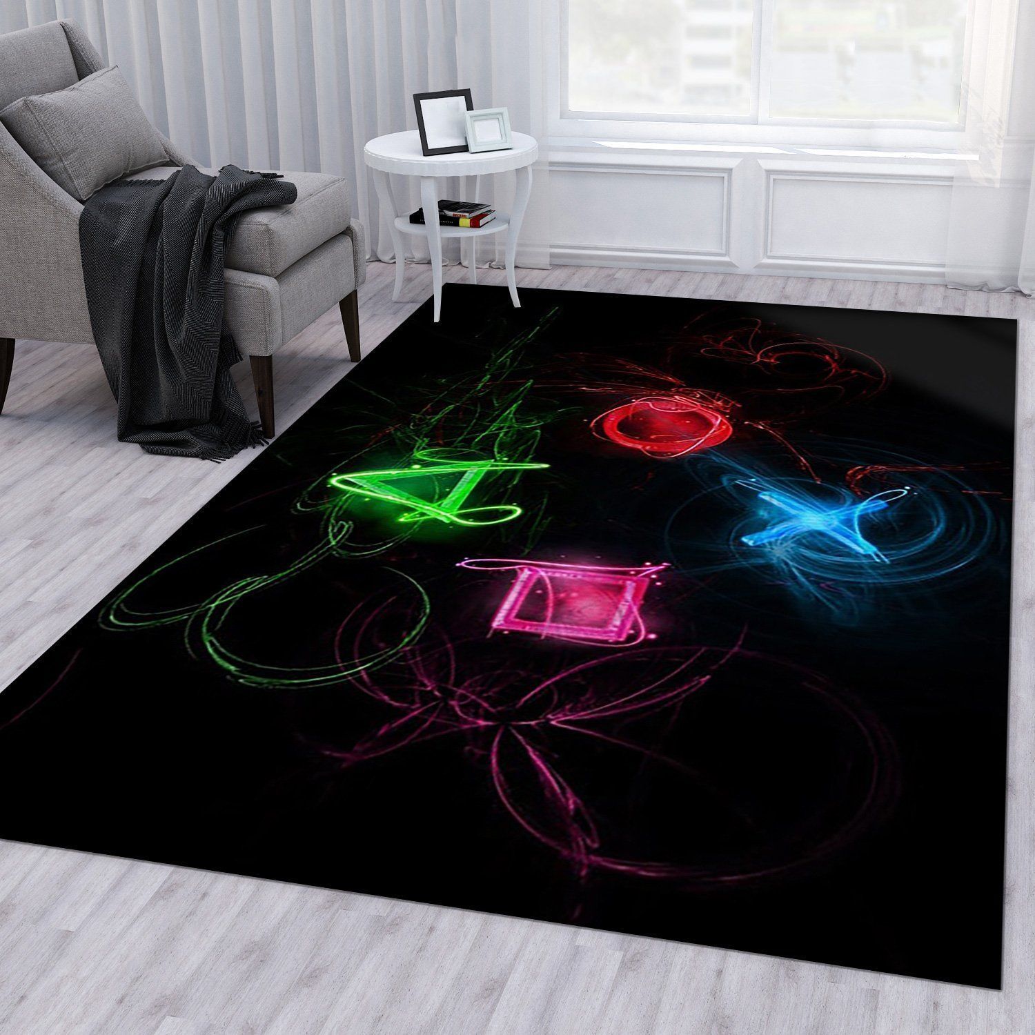 Playstation Symbols Graphics V1 Rug Living Room Rug Home Decor Floor Decor - Indoor Outdoor Rugs