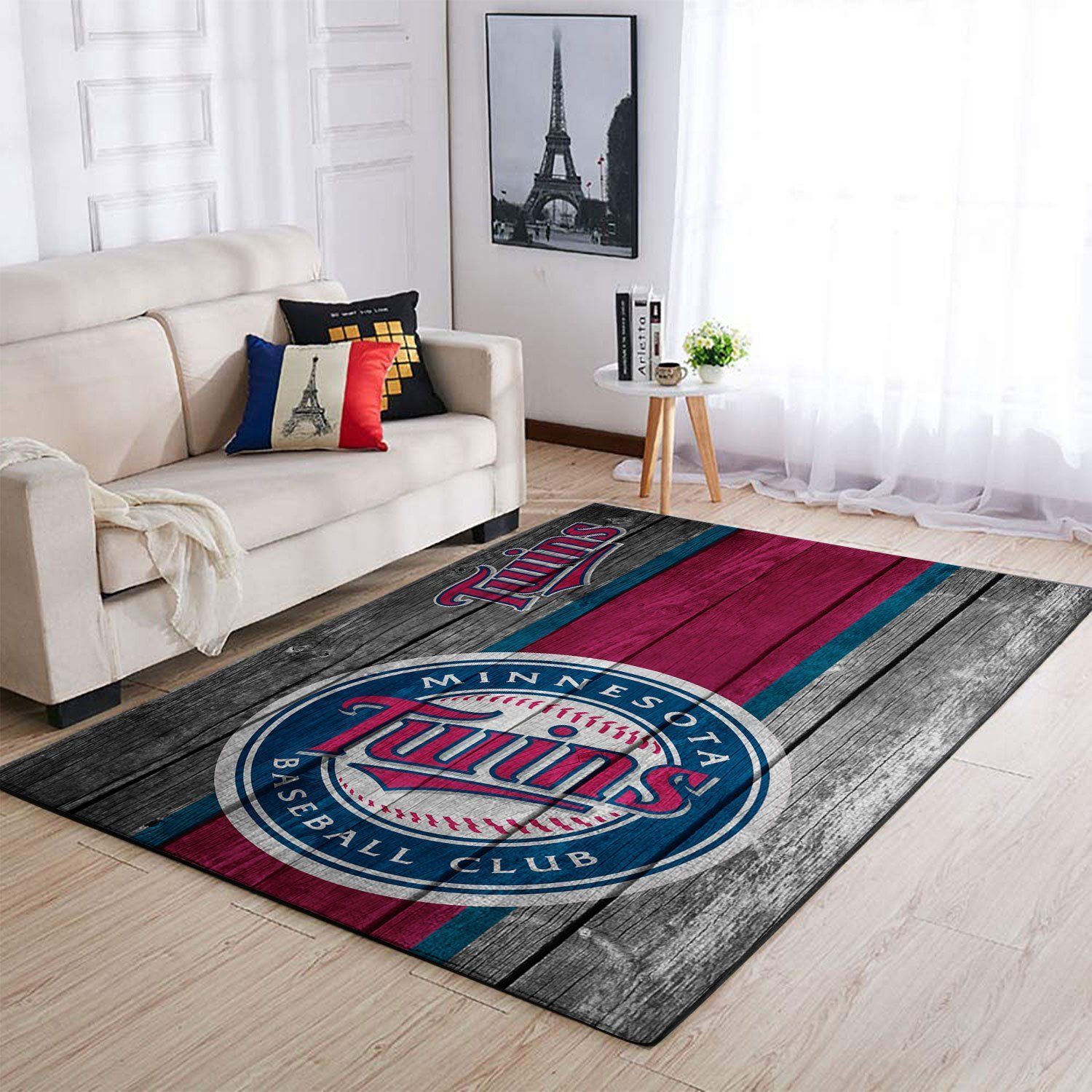 Minnesota Twins Mlb Team Logo Wooden Style Style Nice Gift Home Decor Rectangle Area Rug - Indoor Outdoor Rugs