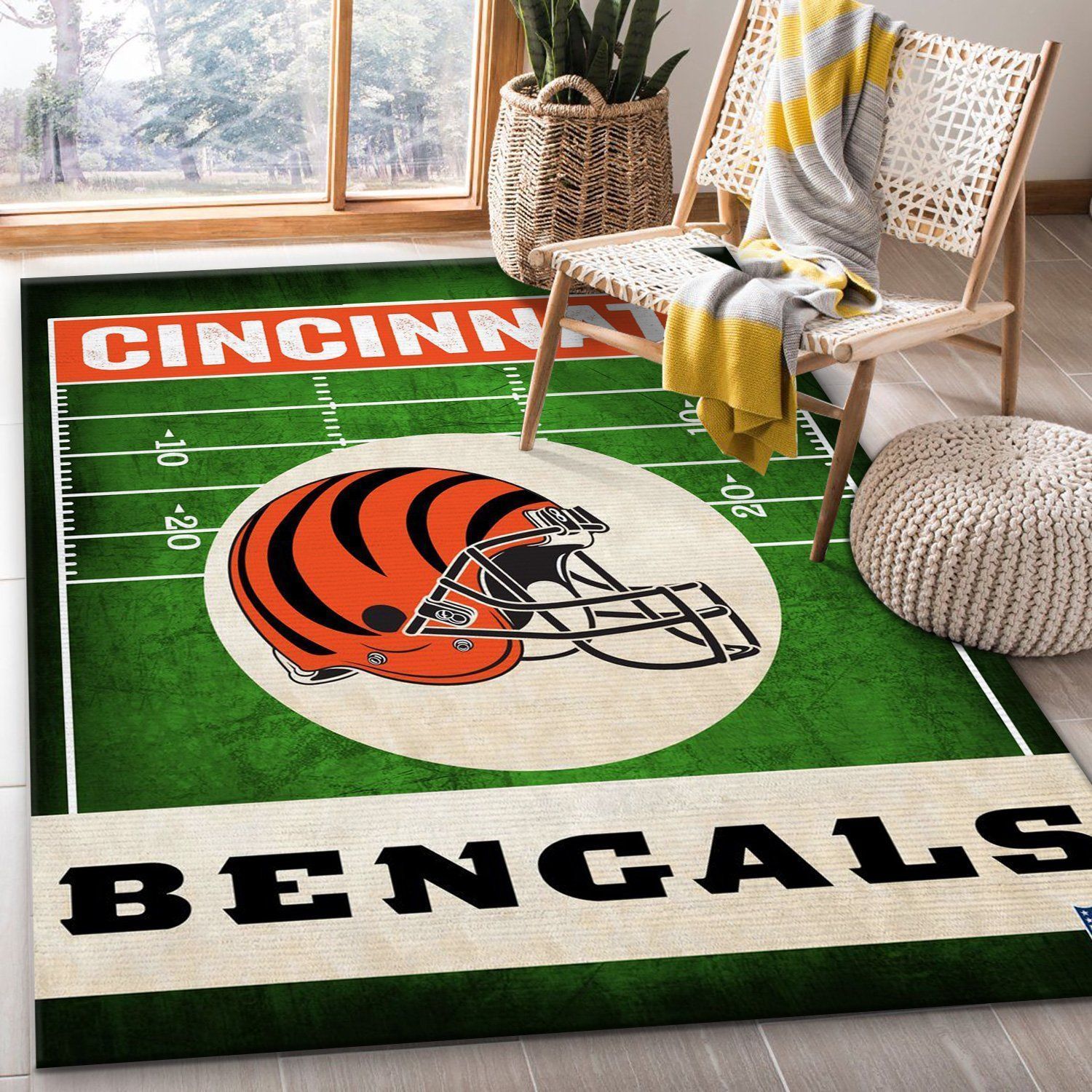 Cincinnati Bengals Helmet Nfl Rug Living Room Rug Home Decor Floor Decor - Indoor Outdoor Rugs