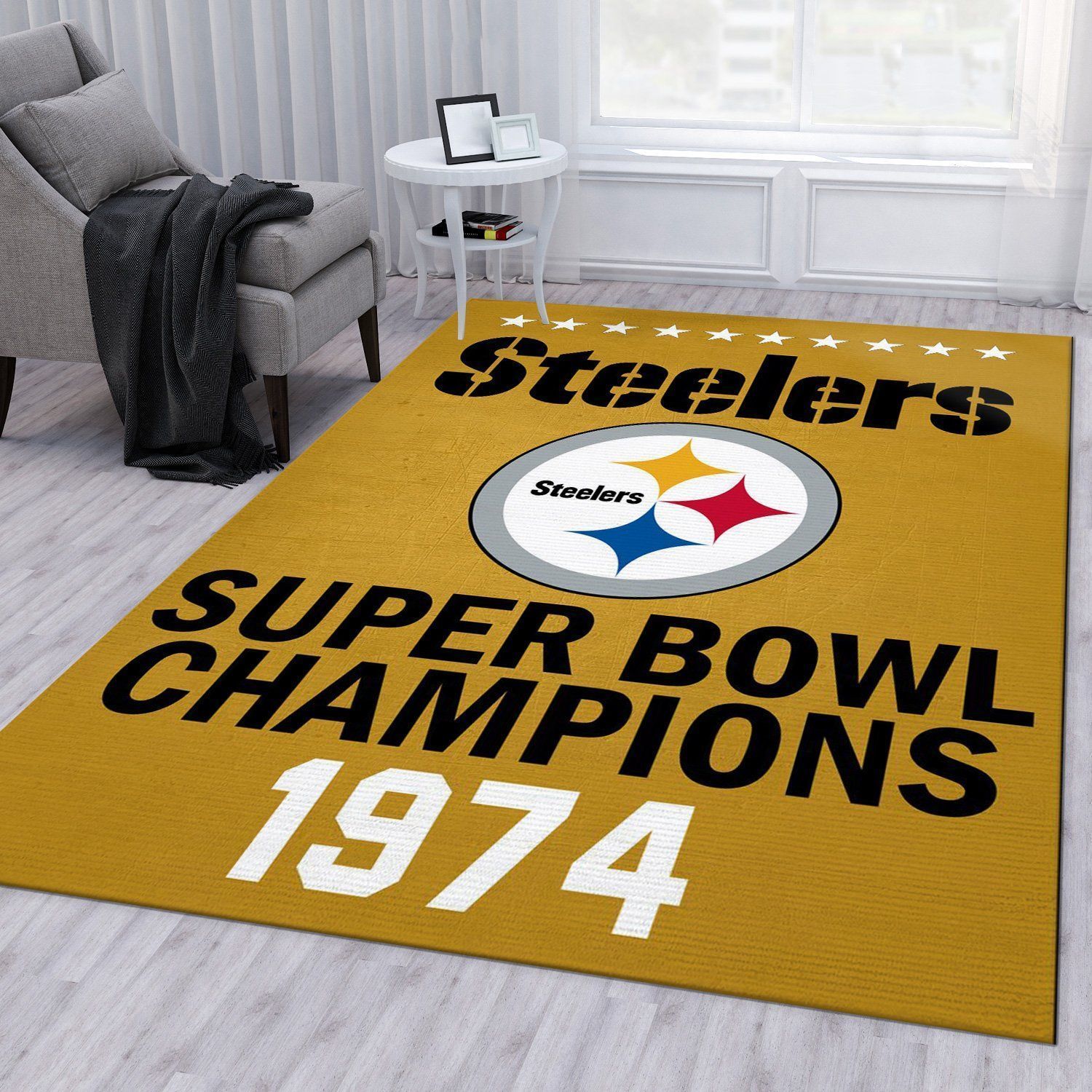 Pittsburgh Steelers 1974 Nfl Football Team Area Rug For Gift Living Room Rug Home US Decor - Indoor Outdoor Rugs