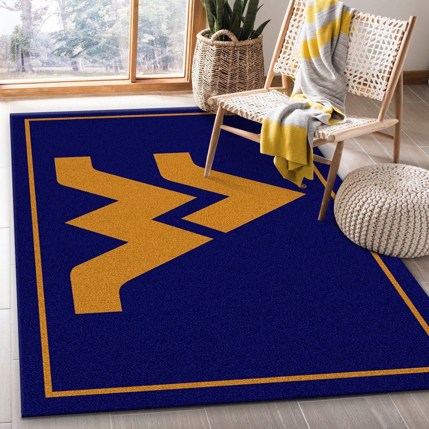 College Spirit West Virginia Sport Area Rug For Christmas Team Logo Christmas Gift US Decor - Indoor Outdoor Rugs