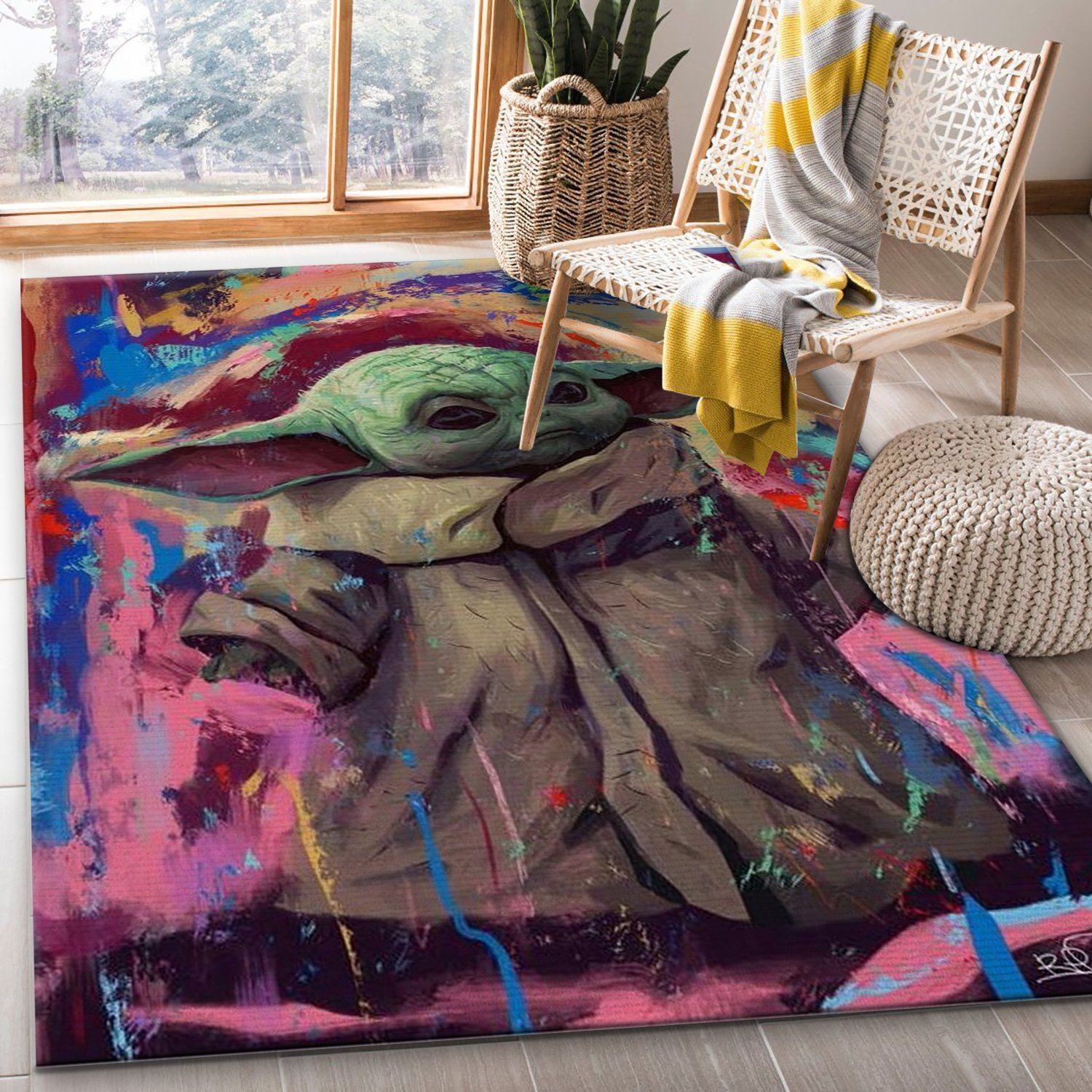 Mandalorian Baby Yoda Ver18 Rug Living Room Rug Home Decor Floor Decor - Indoor Outdoor Rugs