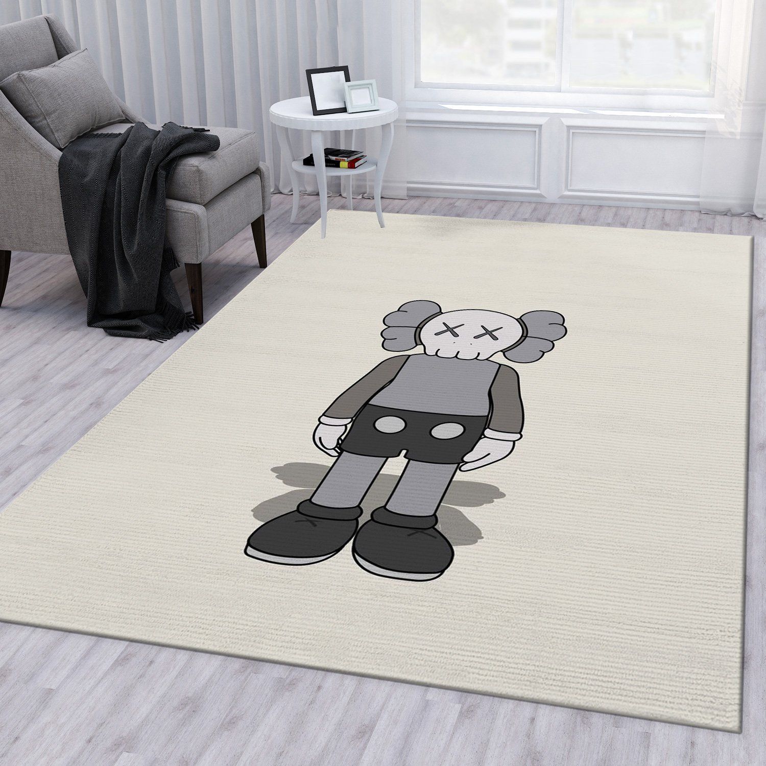 Kaws Standing Grey Fashion Brand Area Rug Living Room Rug Home Decor Floor Decor - Indoor Outdoor Rugs