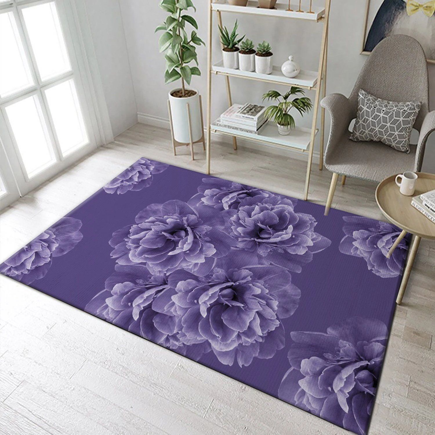 Ultra Violet Peony 1 Area Rug, Gift for fans, Home US Decor - Indoor Outdoor Rugs