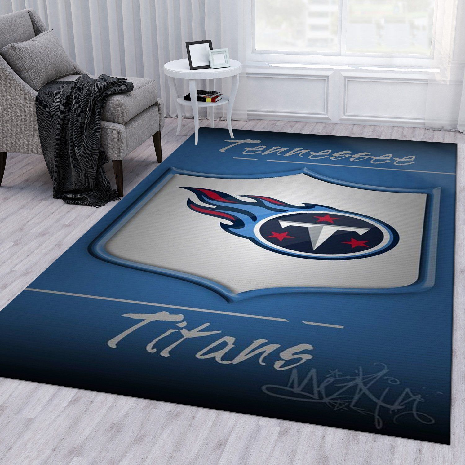 Tennessee Titans 7 NFL Christmas Gift Rug Living Room Rug Home Decor Floor Decor - Indoor Outdoor Rugs