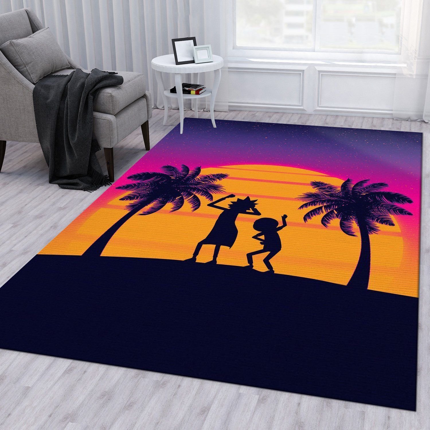 Rick And Morty Sunset Christmas Gift Rug Bedroom Rug Home Decor Floor Decor - Indoor Outdoor Rugs