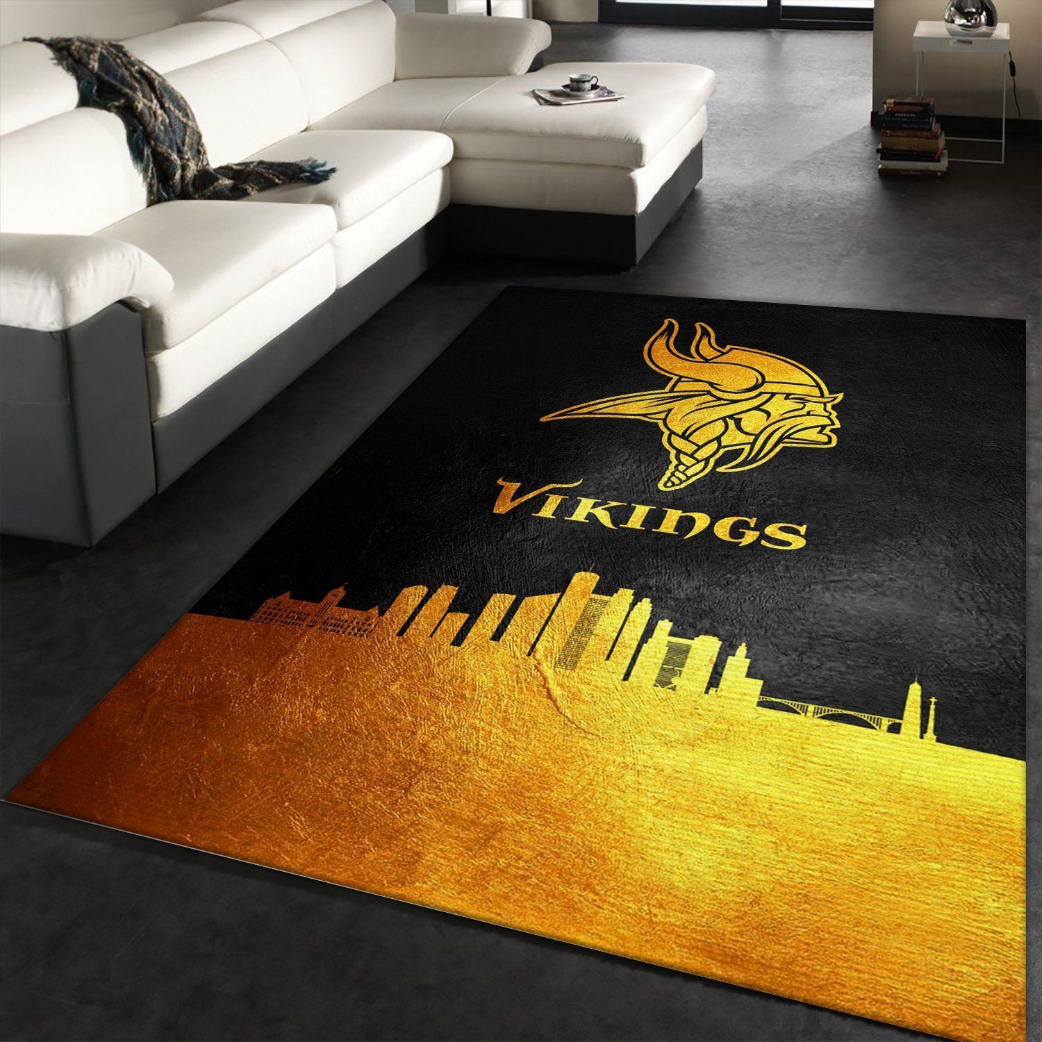 Minnesota Vikings Skyline NFL Area Rug Carpet, Bedroom, US Gift Decor - Indoor Outdoor Rugs