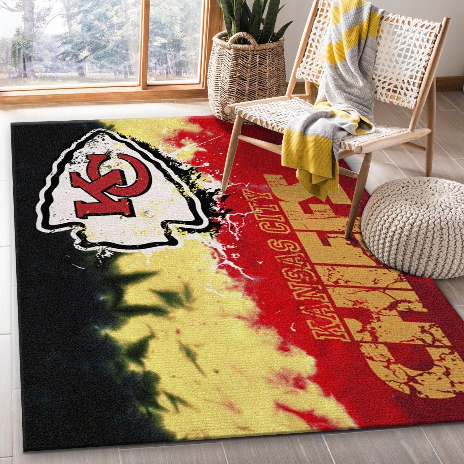 Kansas City Chiefs Fade Rug Nfl Team Area Rug, Bedroom Rug, Christmas Gift US Decor - Indoor Outdoor Rugs