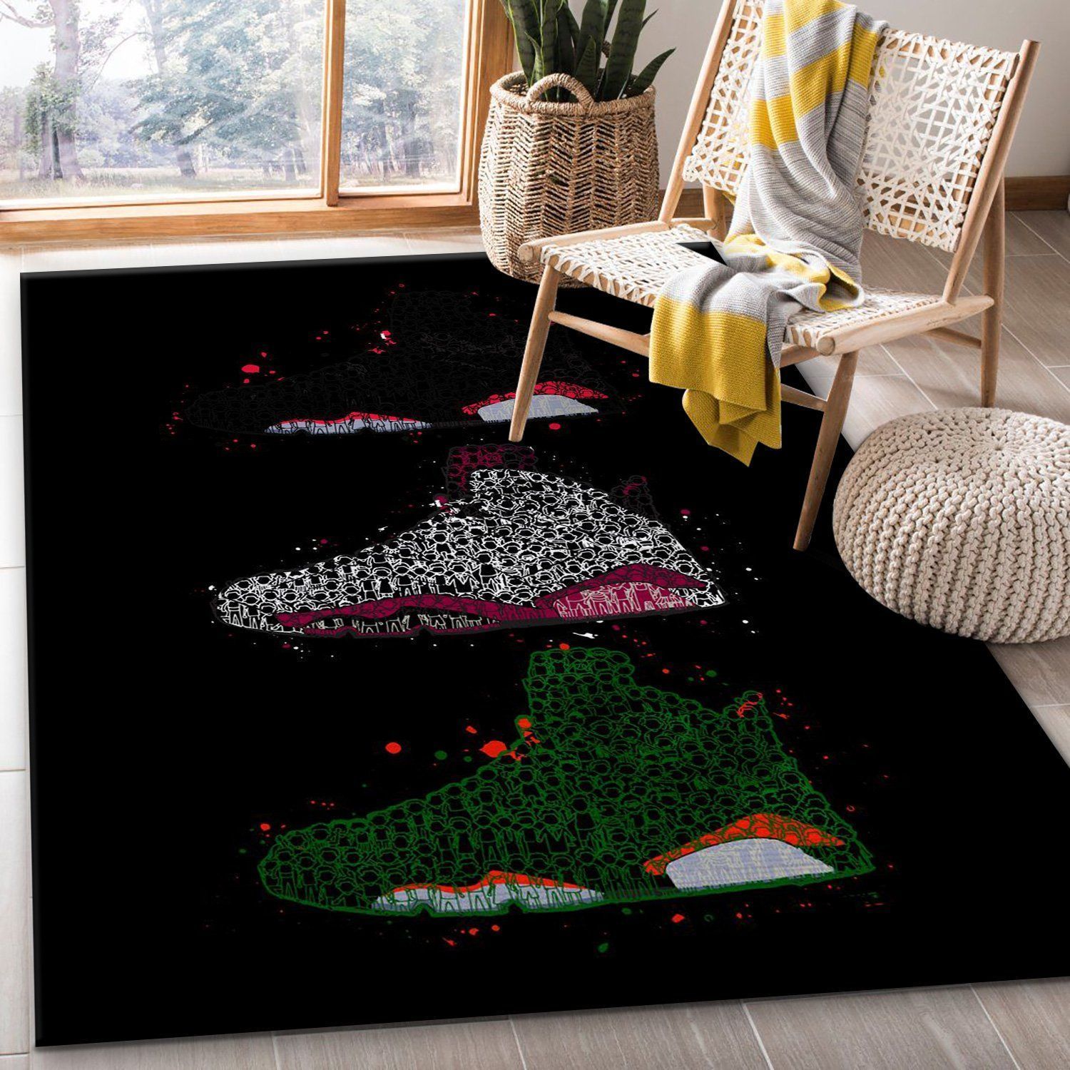 Air Jordan Doodle Area Rug Bedroom Rug US Gift Decor - Indoor Outdoor Rugs