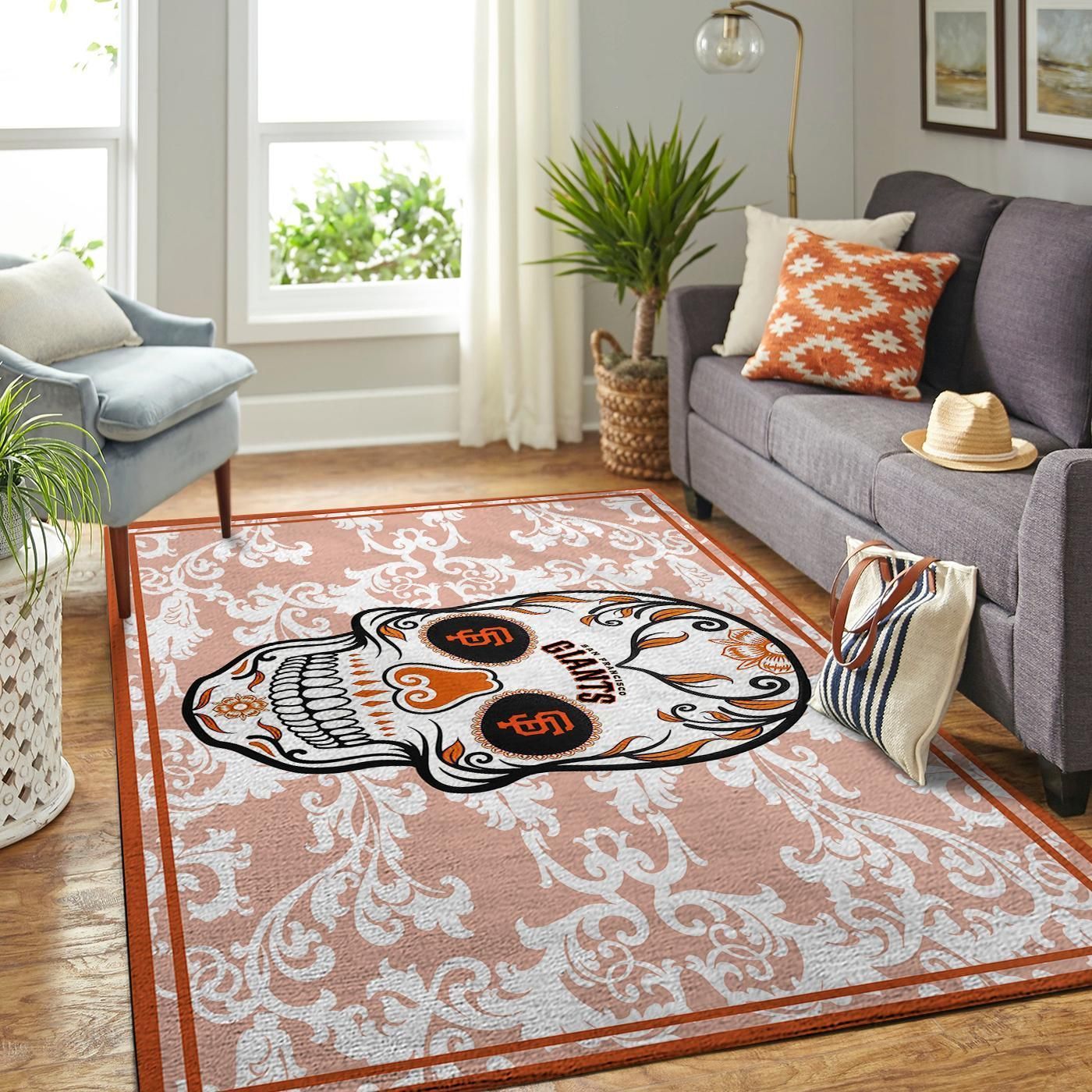 San Francisco Giants Mlb Team Logo Skull Style Nice Gift Home Decor Rectangle Area Rug - Indoor Outdoor Rugs