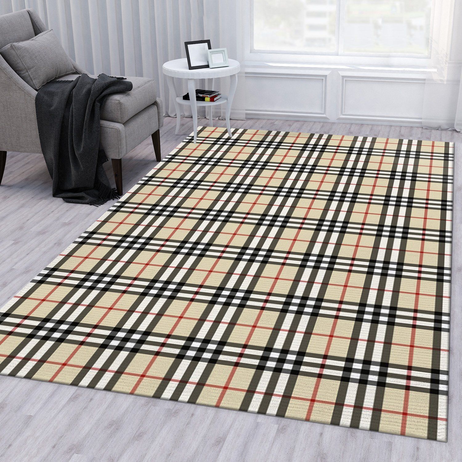 Burberry Area Rug For Christmas Living Room Rug Home Decor Floor Decor - Indoor Outdoor Rugs