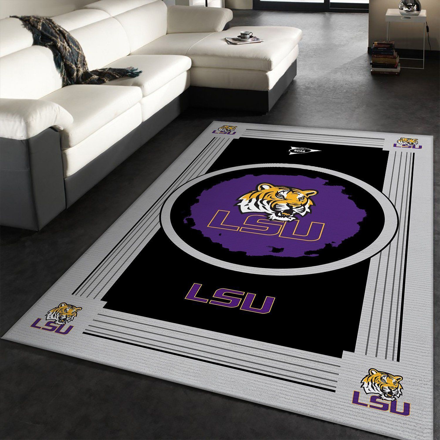 LSU Tigers NCAA Team Logo Nice Gift Home Decor Rectangle Area Rug - Indoor Outdoor Rugs