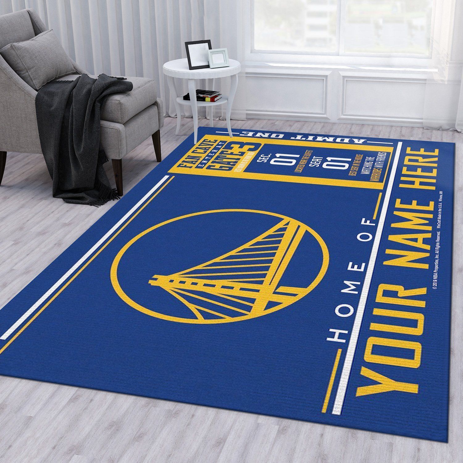 Customizable Golden State Warriors Wincraft Personalized NBA Rug Bedroom Rug Christmas Gift US Decor - Indoor Outdoor Rugs
