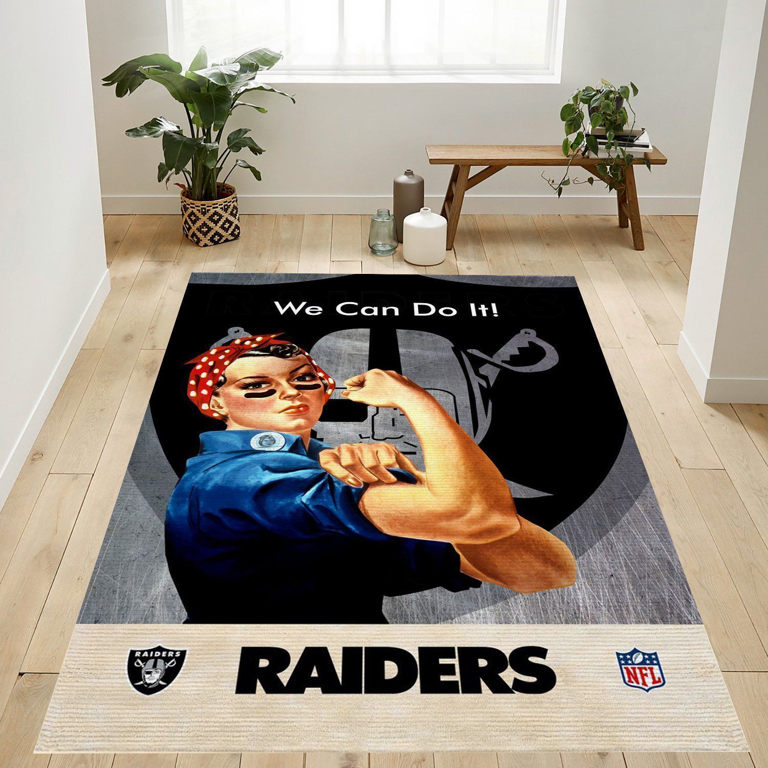 Oakland Raiders Crest Nfl Team Logo Rug Living Room Rug US Gift Decor - Indoor Outdoor Rugs