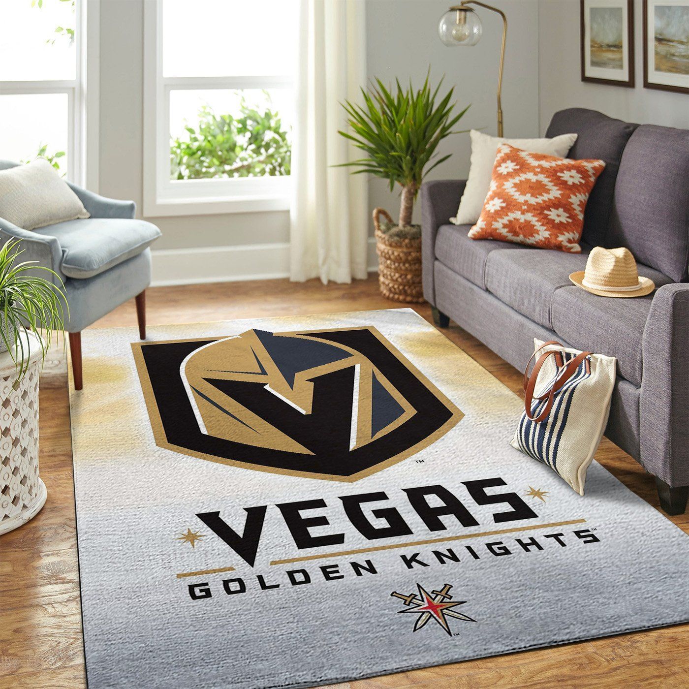 Vegas Golden Knights Nhl Team Logo Style Nice Gift Home Decor Rectangle Area Rug - Indoor Outdoor Rugs