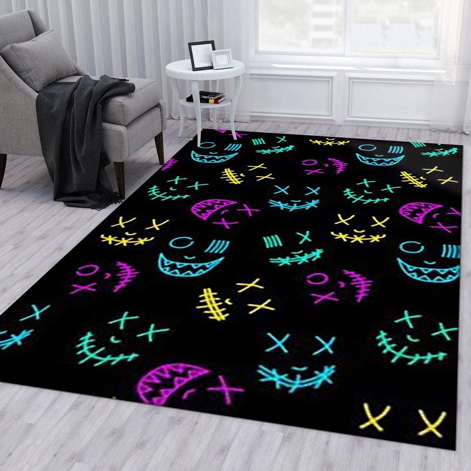 Neon V1 Area Rug Living Room Rug Home Decor Floor Decor - Indoor Outdoor Rugs