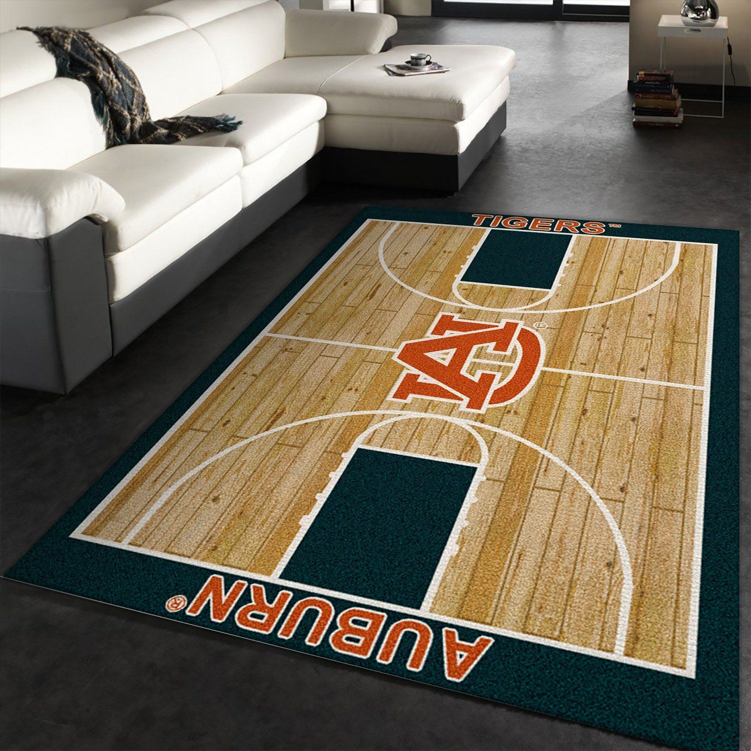 College Home Court Auburn Basketball Team Logo Area Rug, Bedroom Rug, Home Decor Floor Decor - Indoor Outdoor Rugs