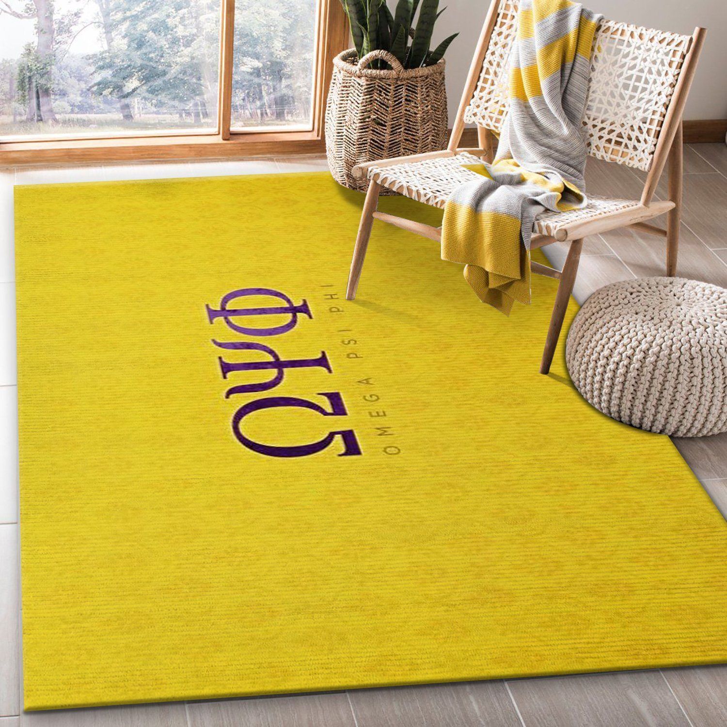 Omega Psi Phi Gold Rug Living Room Rug Home Decor Floor Decor - Indoor Outdoor Rugs