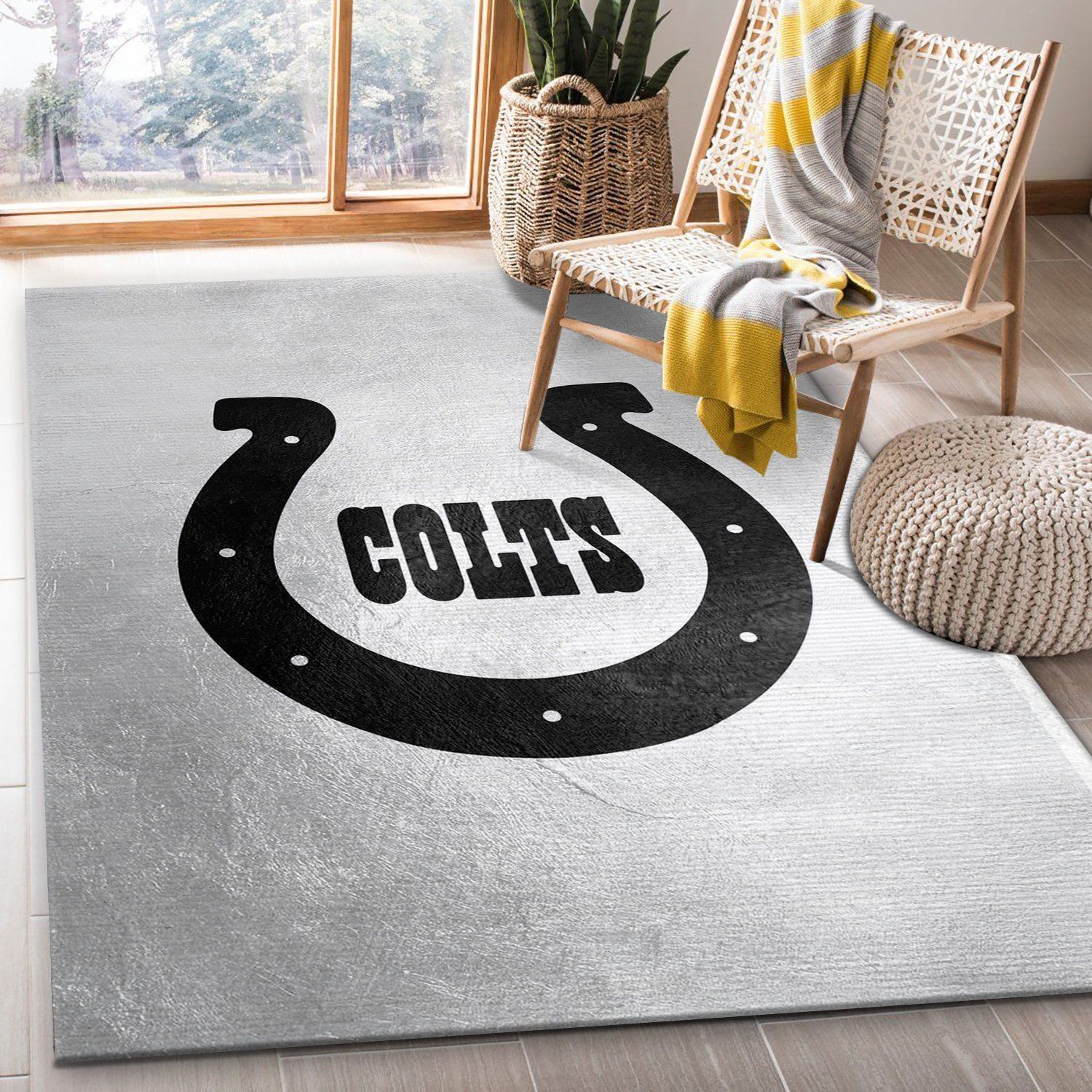 Indiana Colts Silver NFL Area Rug For Christmas, Living Room Rug, Home Decor Floor Decor - Indoor Outdoor Rugs