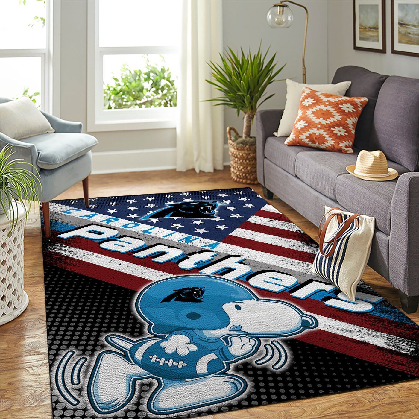 Carolina Panthers Nfl Team Logo Snoopy Us Style Nice Gift Home Decor Rectangle Area Rug - Indoor Outdoor Rugs