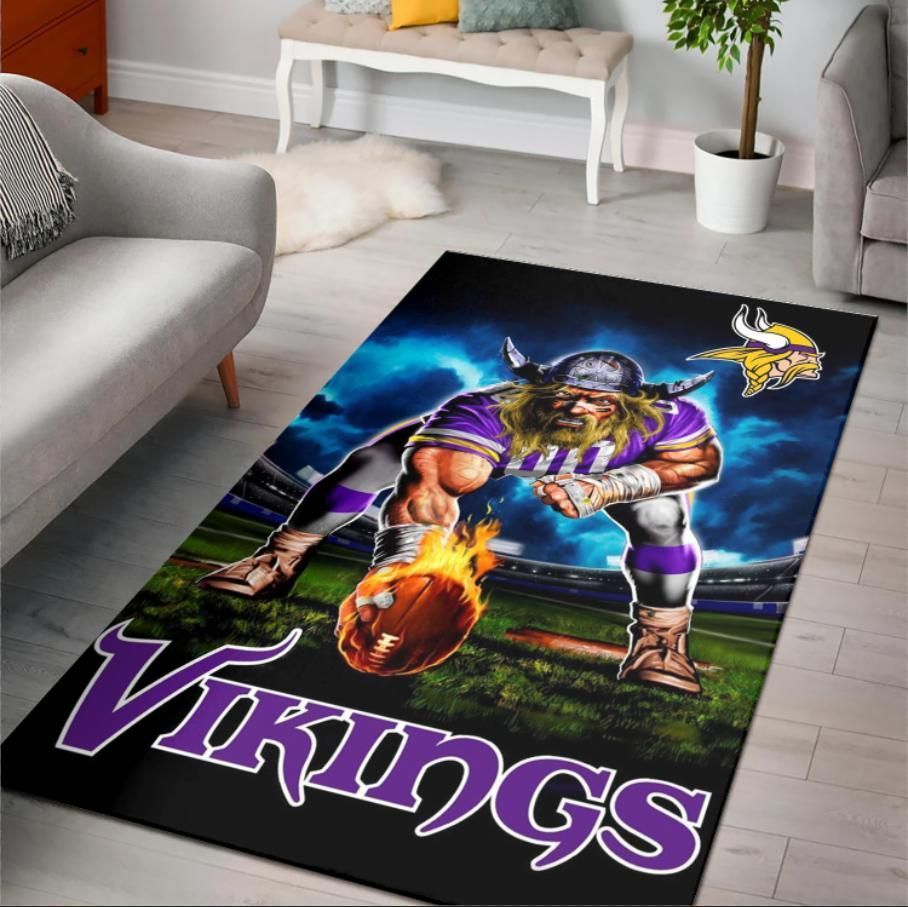 Minnesota Vikings Ferocious Football Nfl Area Rug Rugs For Living Room Rug Home Decor - Indoor Outdoor Rugs