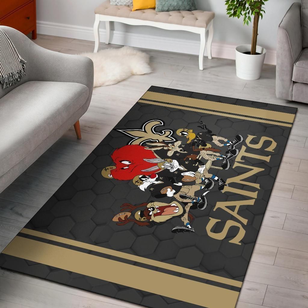 Looney Tunes Saints Team Rug Area Football Carpet Fan Gift - Indoor Outdoor Rugs