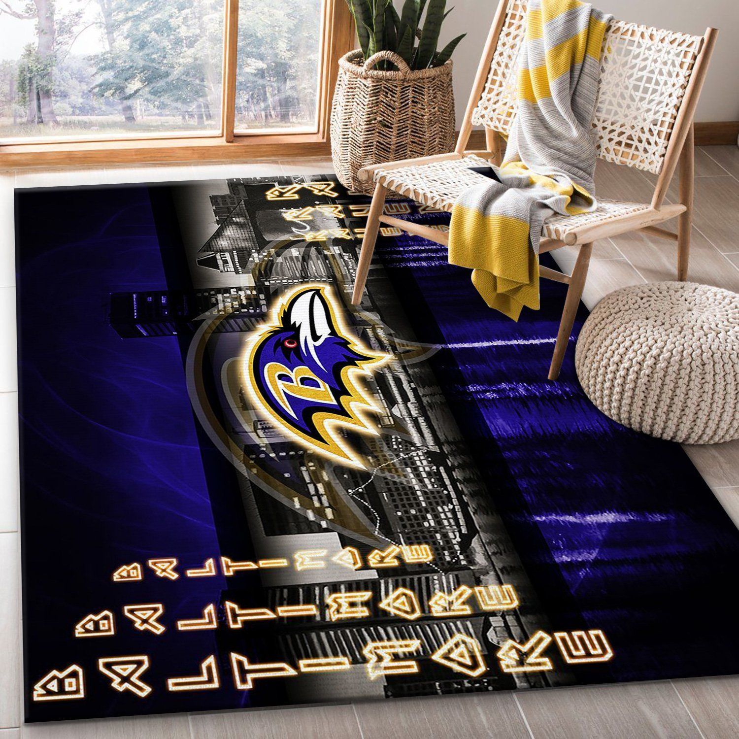 Baltimore Ravens Nfl Area Rug Living Room Rug US Gift Decor - Indoor Outdoor Rugs