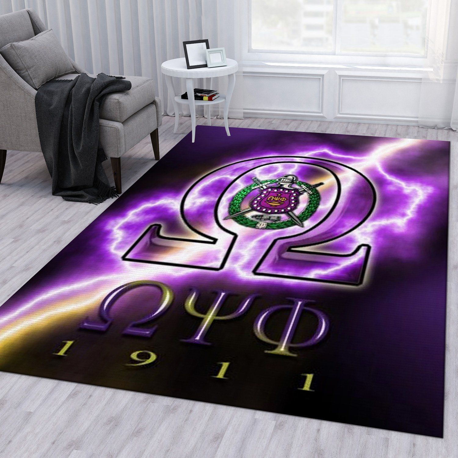 Omega Psi Phi Thunder Area Rug Living Room Rug US Gift Decor - Indoor Outdoor Rugs