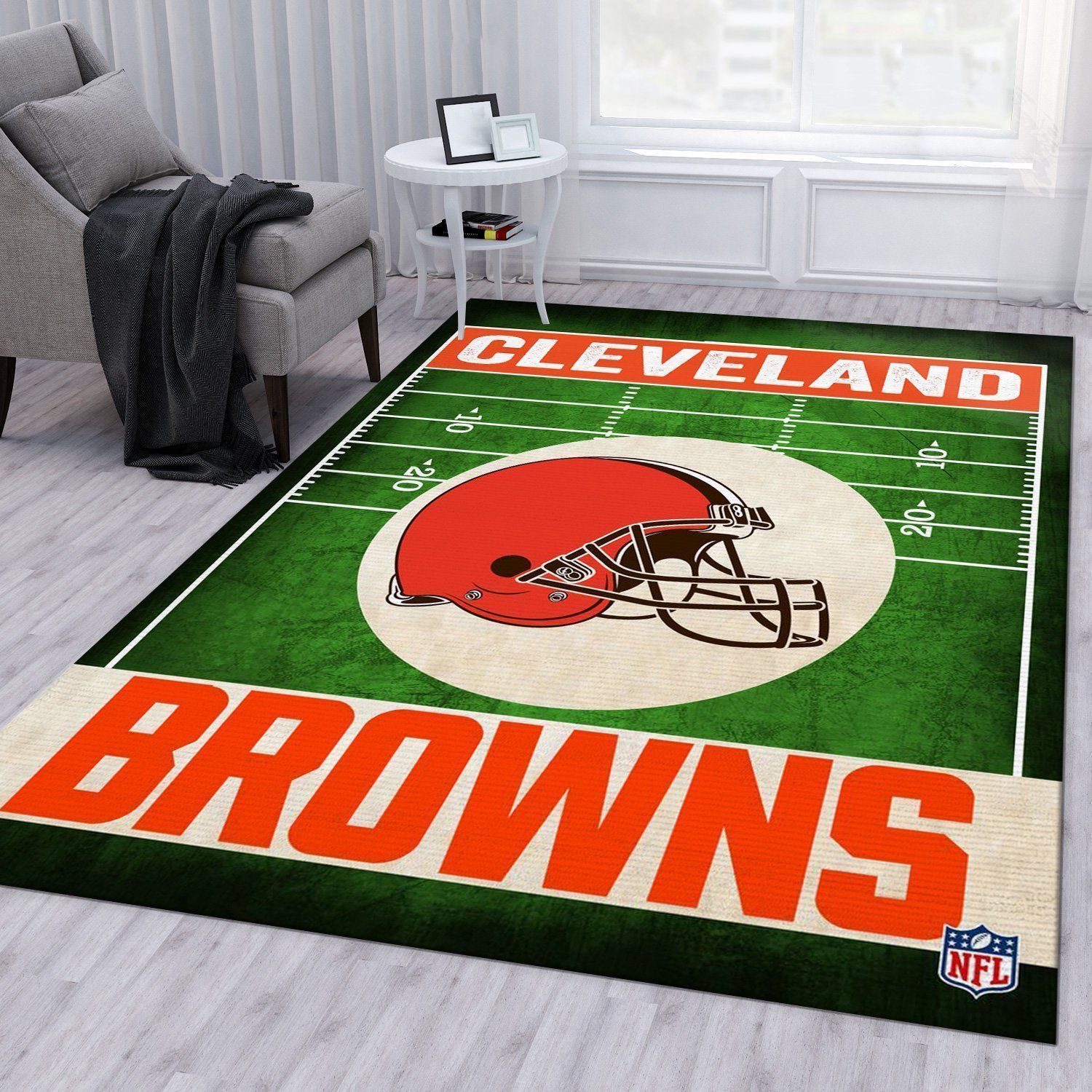 Cleveland Browns End Zone Nfl Rug Living Room Rug Christmas Gift US Decor - Indoor Outdoor Rugs