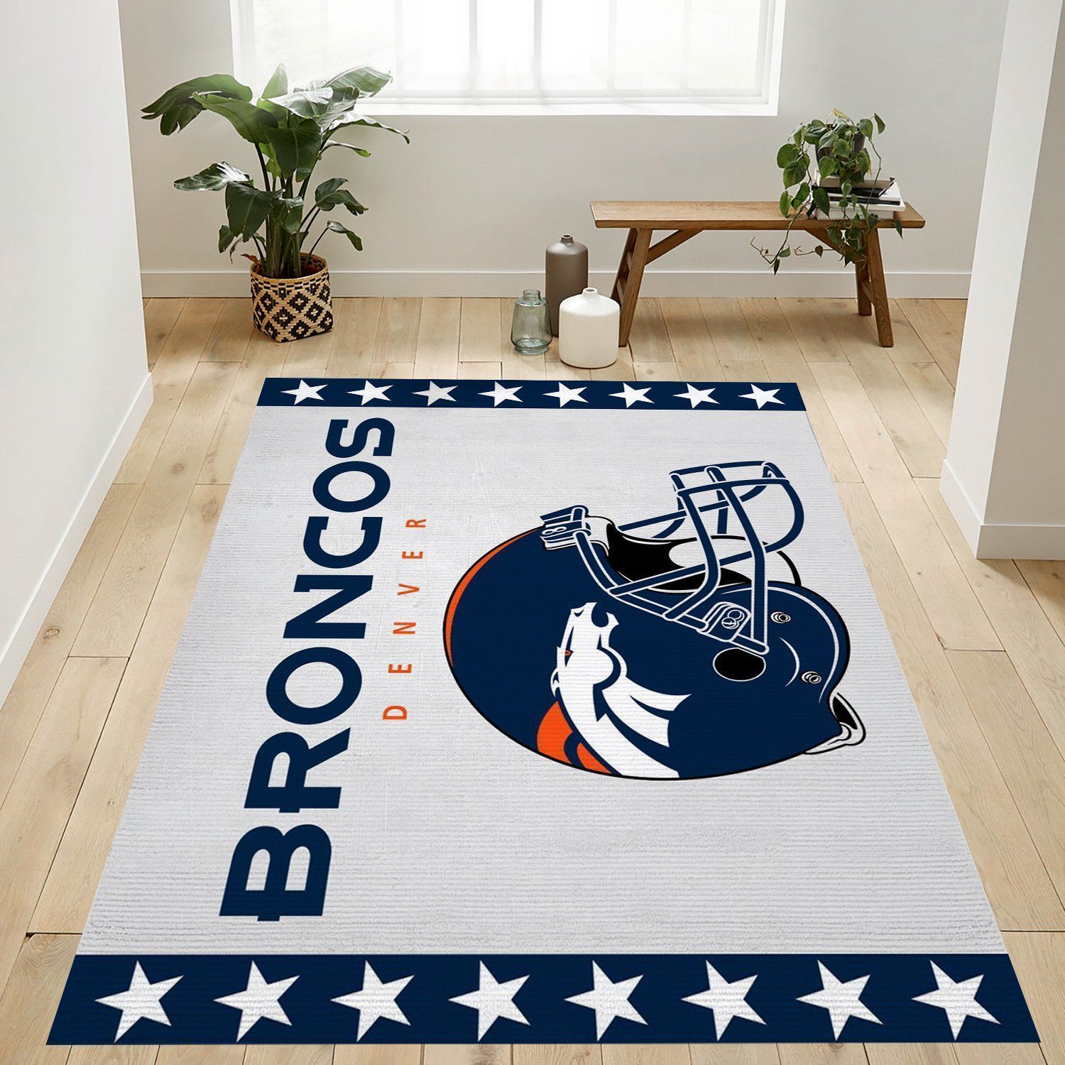 Denver Broncos Helmet Nfl Area Rug Bedroom Rug Home Decor Floor Decor - Indoor Outdoor Rugs