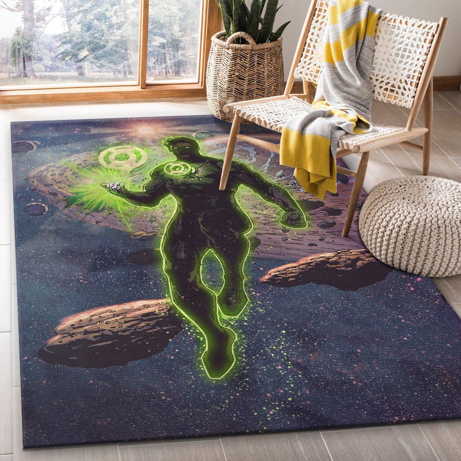 Green Lantern Area Rug, Living Room Rug, US Gift Decor - Indoor Outdoor Rugs