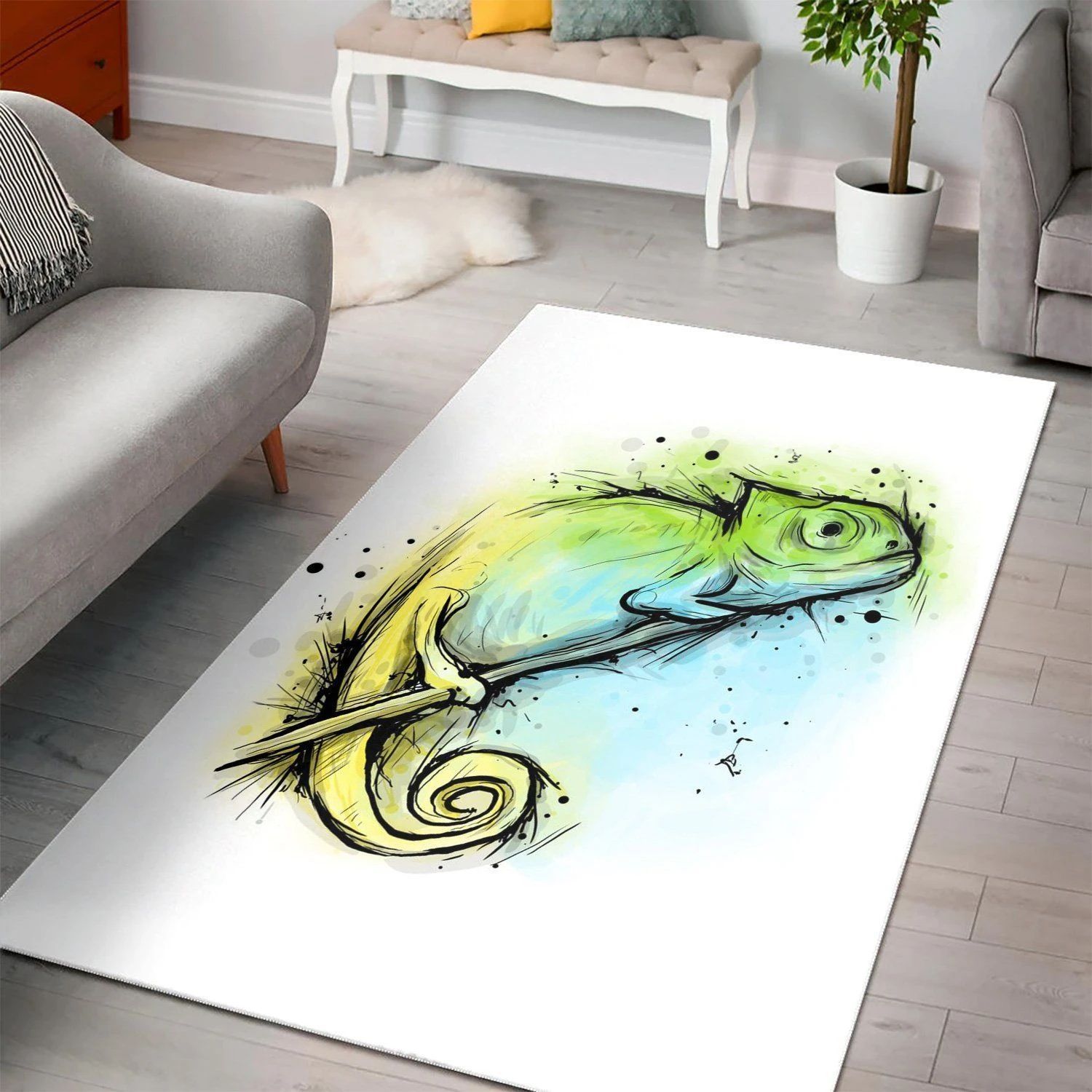 Chameleon Ink Living Room Area Rug, Christmas Gift, Floor Decor Home Decor - Indoor Outdoor Rugs