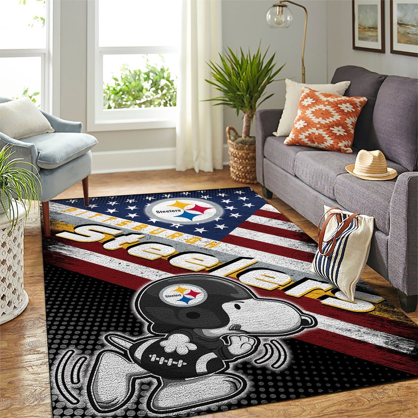 Pittsburgh Steelers Nfl Team Logo Snoopy Us Style Nice Gift Home Decor Rectangle Area Rug - Indoor Outdoor Rugs