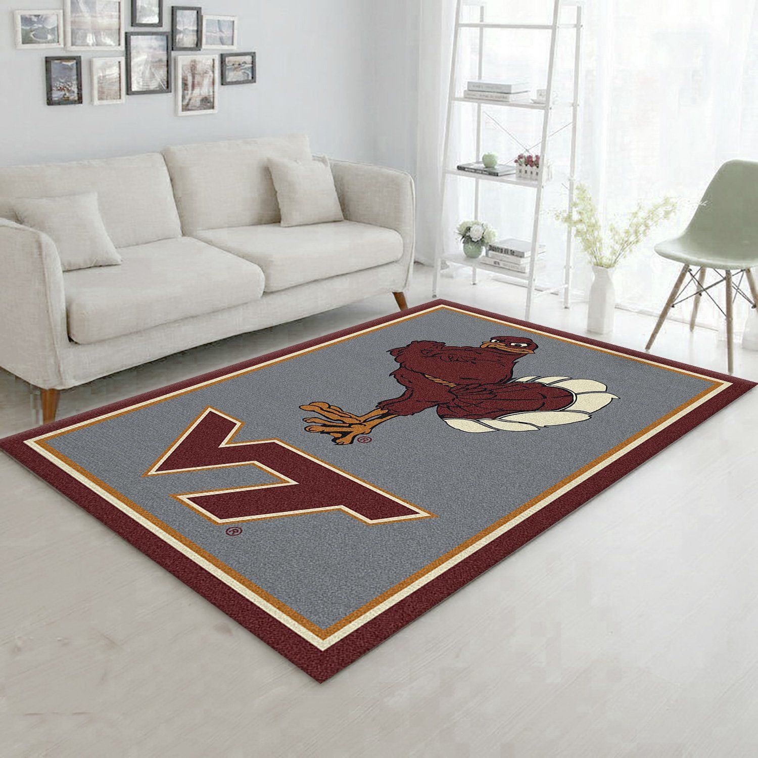 College Spirit Virginia Tech Sport Area Rug Carpet Team Logo Home Decor Floor Decor - Indoor Outdoor Rugs