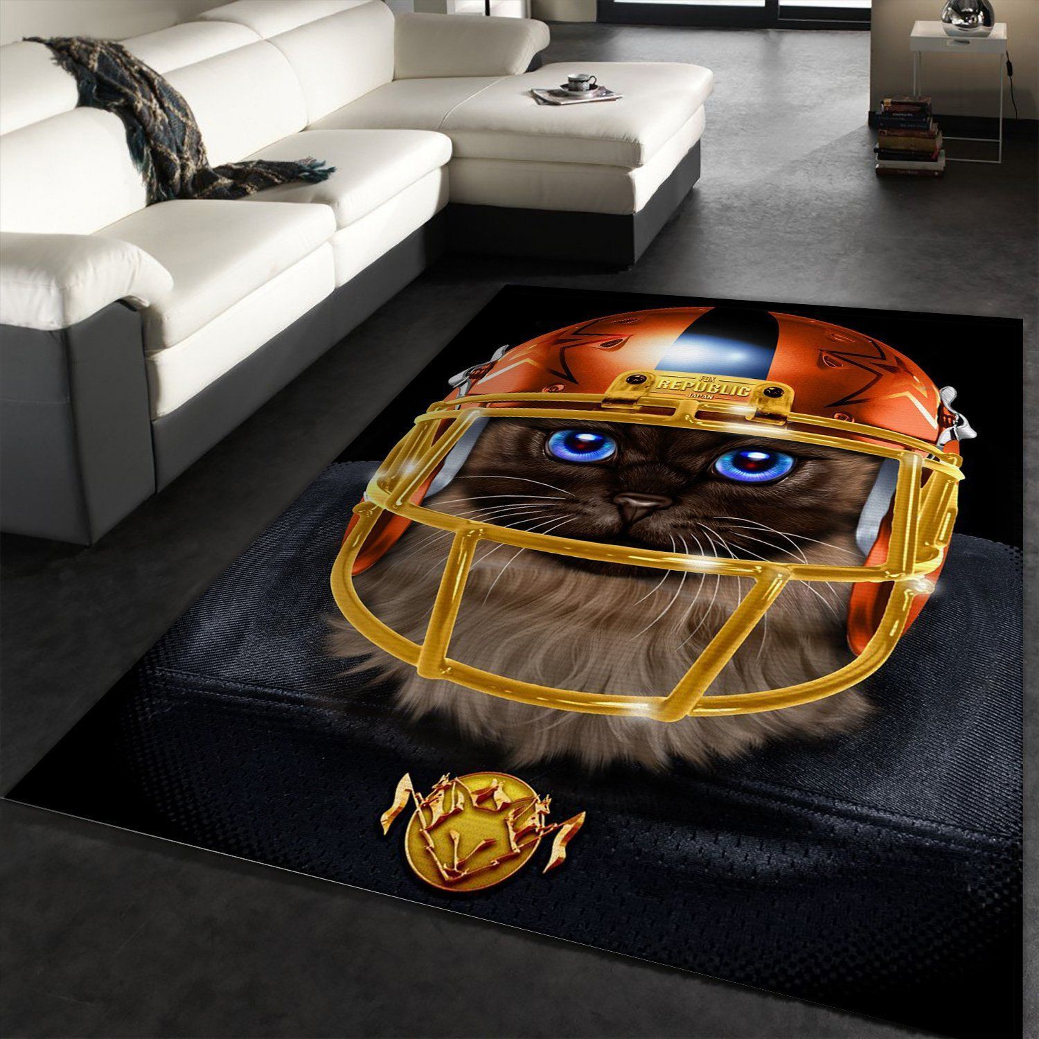 Cat Football Player Area Rug Carpet Kitchen Rug Home US Decor - Indoor Outdoor Rugs