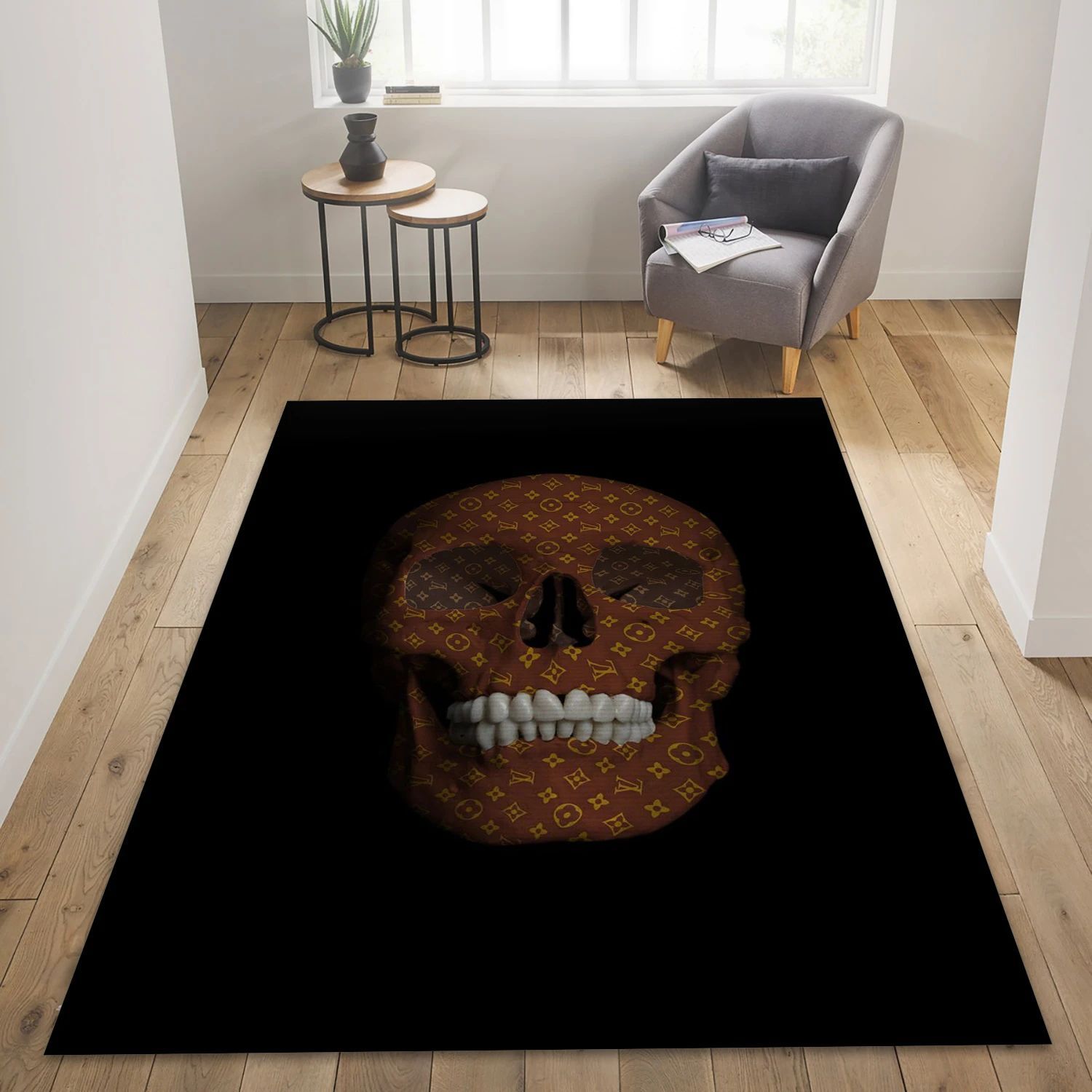 Louis Vuitton Skull Fashion Brand Rectangle Rug, Living Room Rug - Family US Decor - Indoor Outdoor Rugs