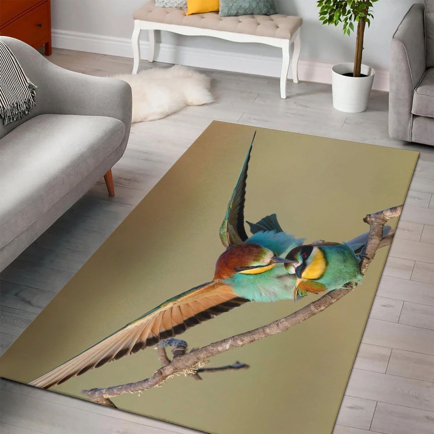 Birds Gruccioni Two Br Carpet Living Room, Room Decor, Floor Decor Home Decor - Indoor Outdoor Rugs