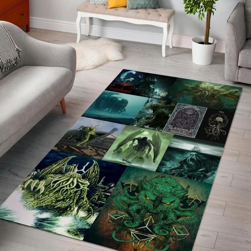 Cthulhu Green V1 Rug Bedroom Rug Christmas Gift US Decor - Indoor Outdoor Rugs